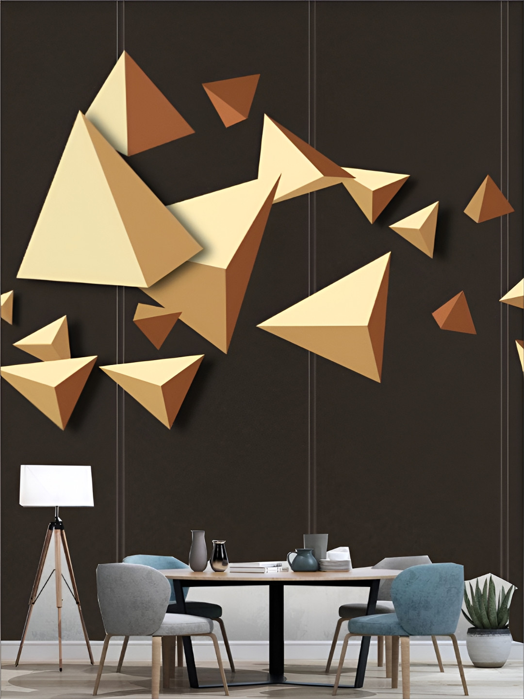 

KSHIRSA Brown & Beige 3D Printed Self-Adhesive Wall Sticker