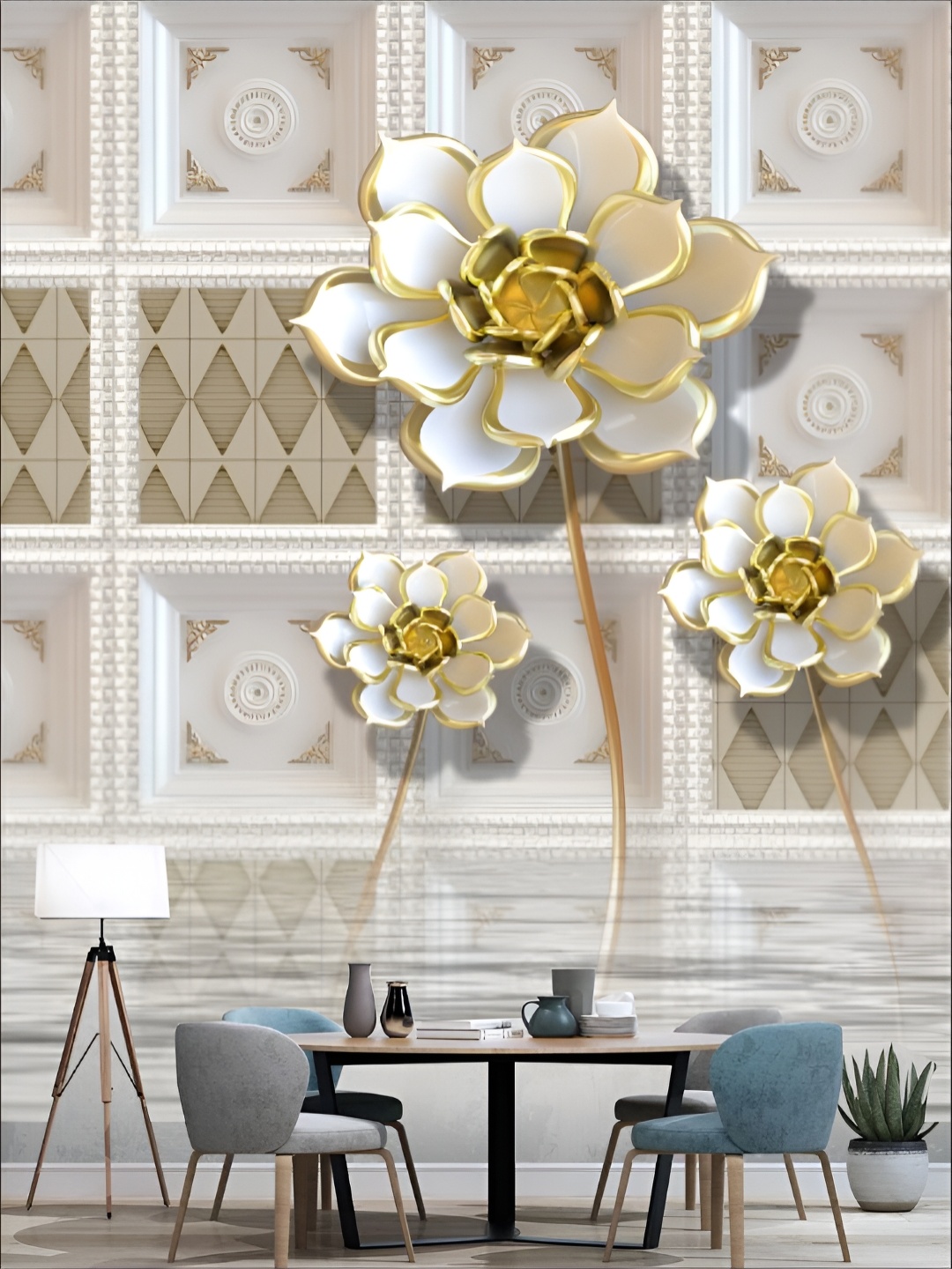 

KSHIRSA Brown & White Printed Self-Adhesive Wall Sicker