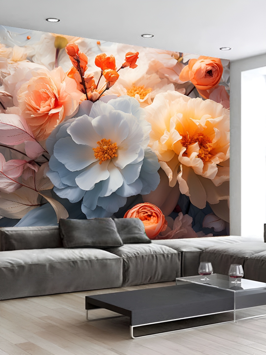 

KSHIRSA Orange & Blue 3D Printed Self Adhesive Wall Sticker