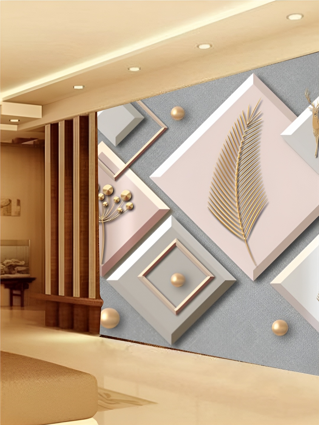

KSHIRSA Grey 3D Printed Self Adhesive Wall Stickers