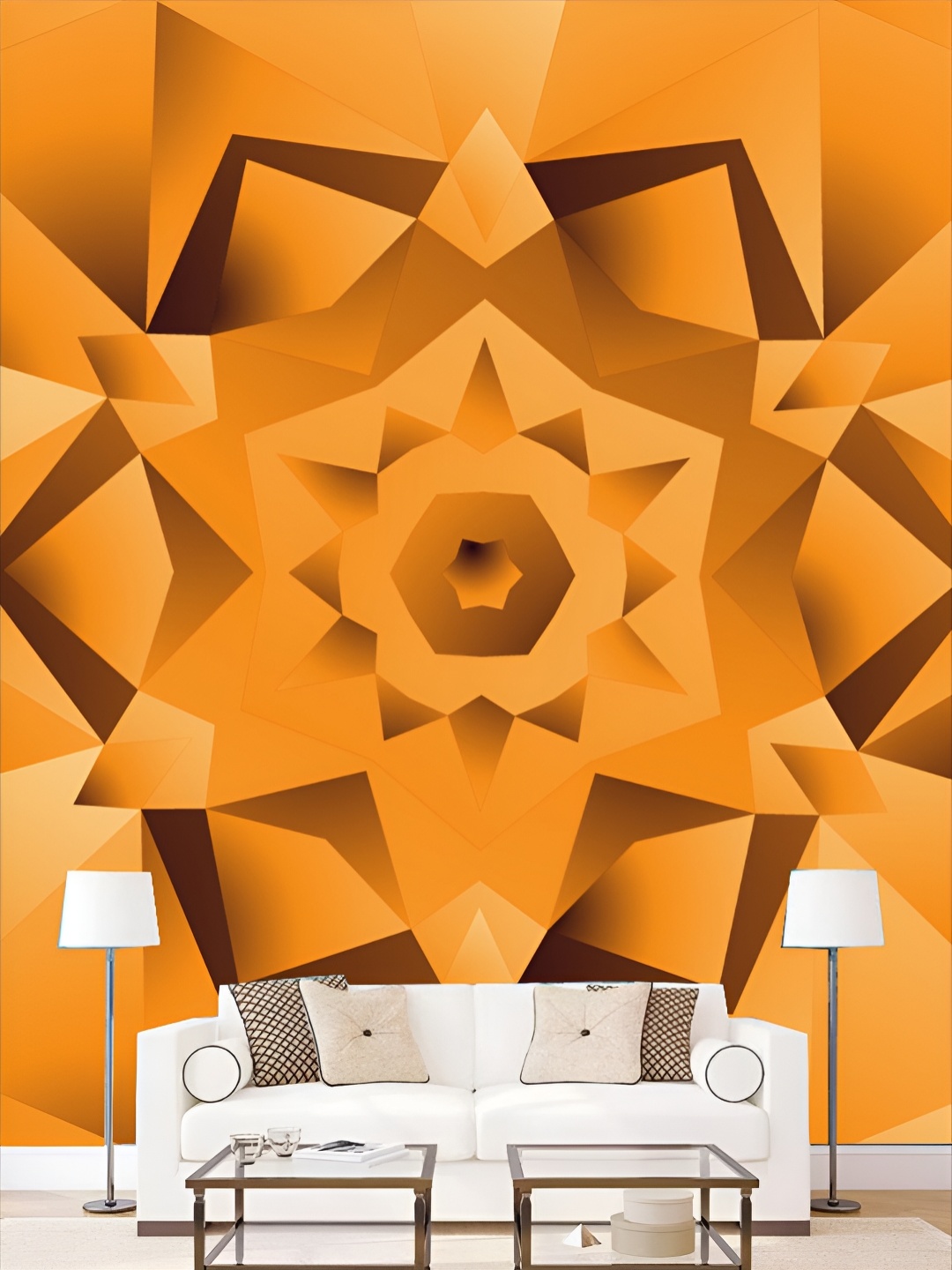

KSHIRSA Orange Coloured 3D Printed Self-Adhesive Wallpaper