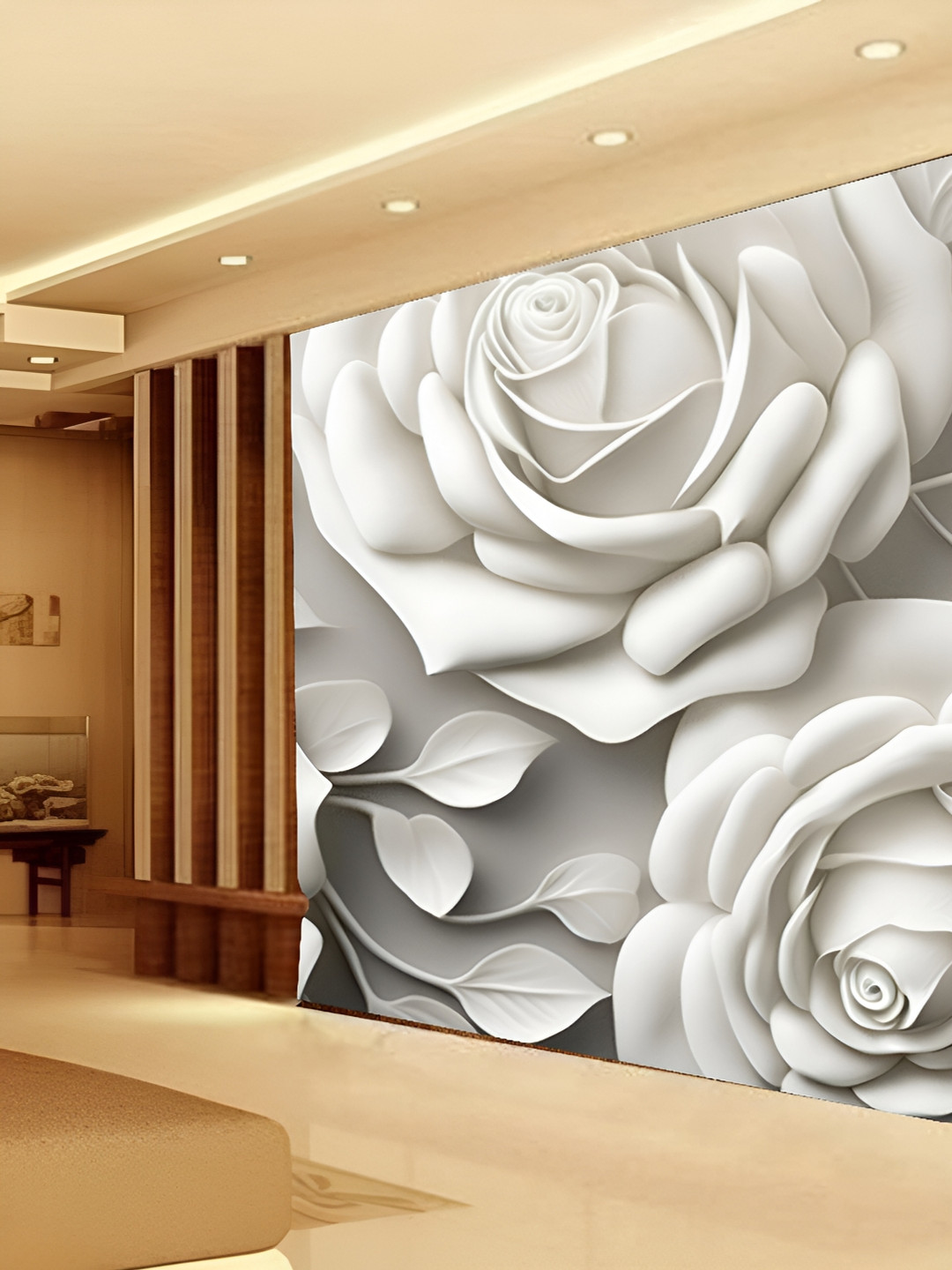

KSHIRSA White & Grey 3D Printed Self Adhesive Wall Sticker