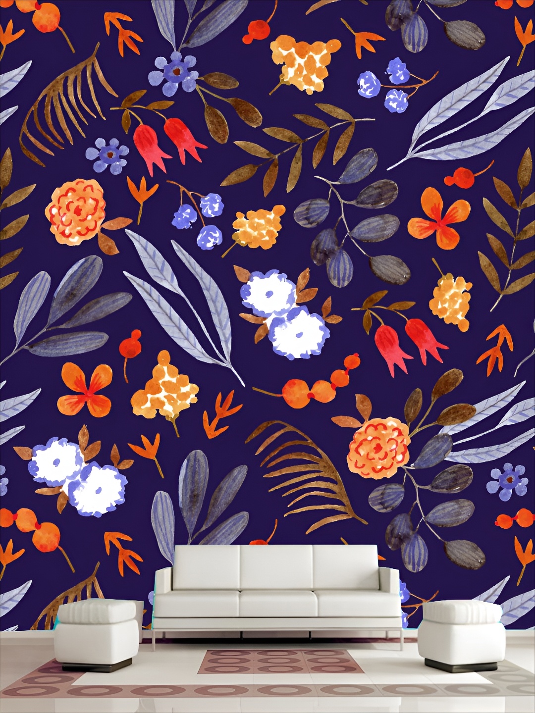 

KSHIRSA Blue & Orange 3D Printed Self-Adhesive Wallpaper