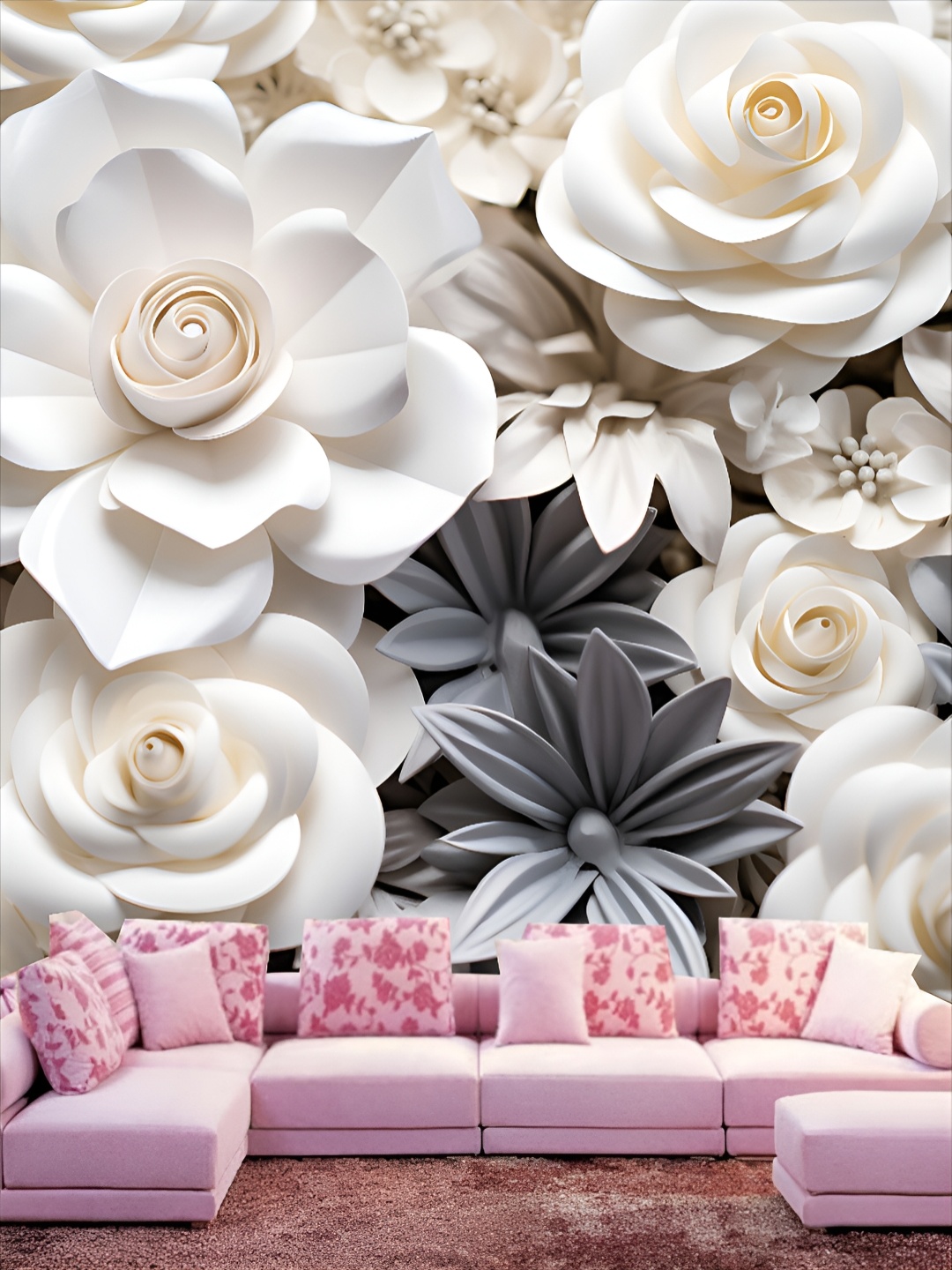 

KSHIRSA White & Grey 3D Printed Self Adhesive Wall Sticker