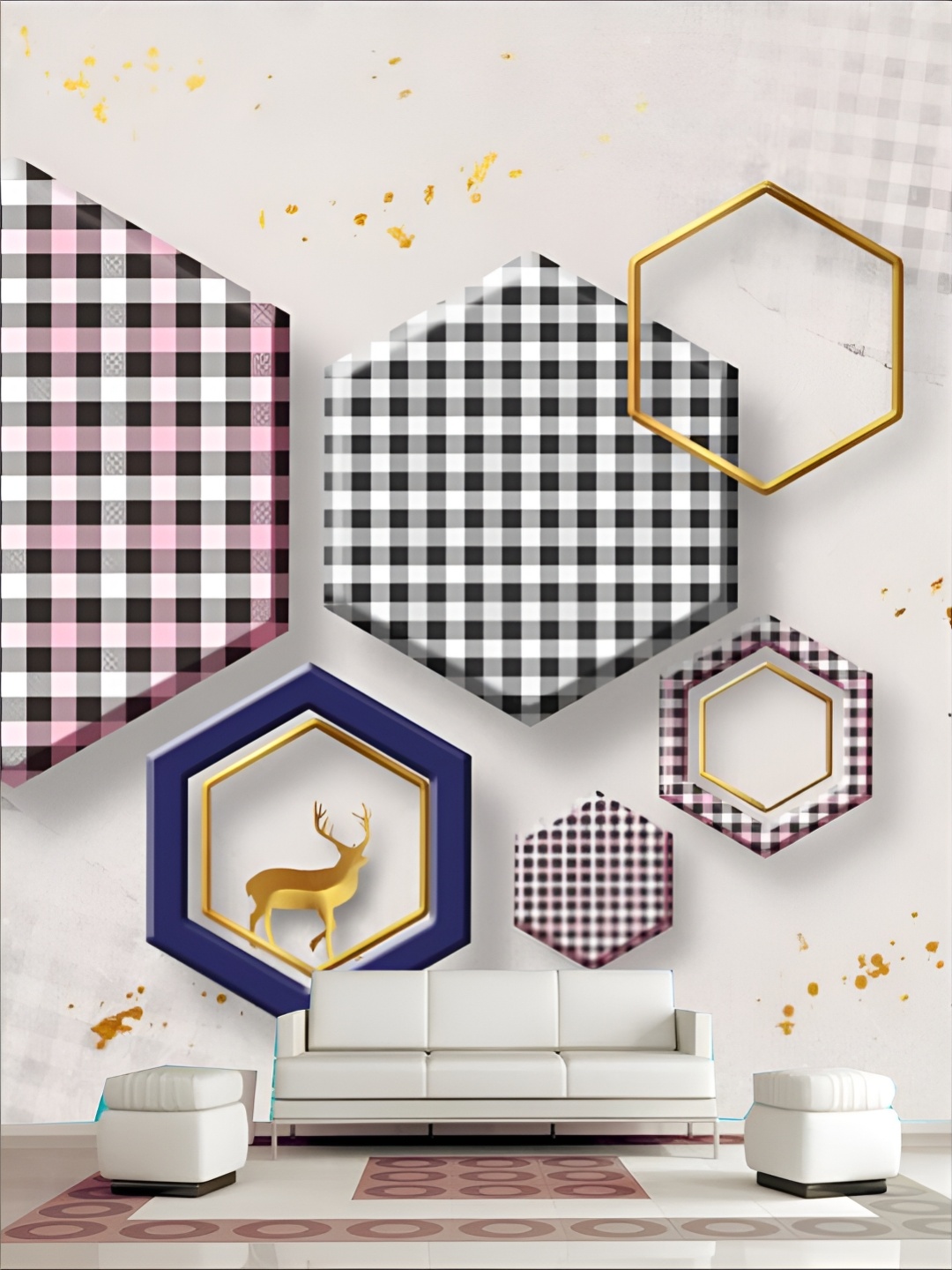 

KSHIRSA Blue & Cream Colored Printed Self-Adhesive Wall Sicker