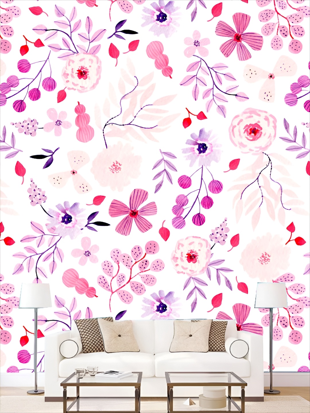 

KSHIRSA Pink & White Printed Self-Adhesive Wall Sicker