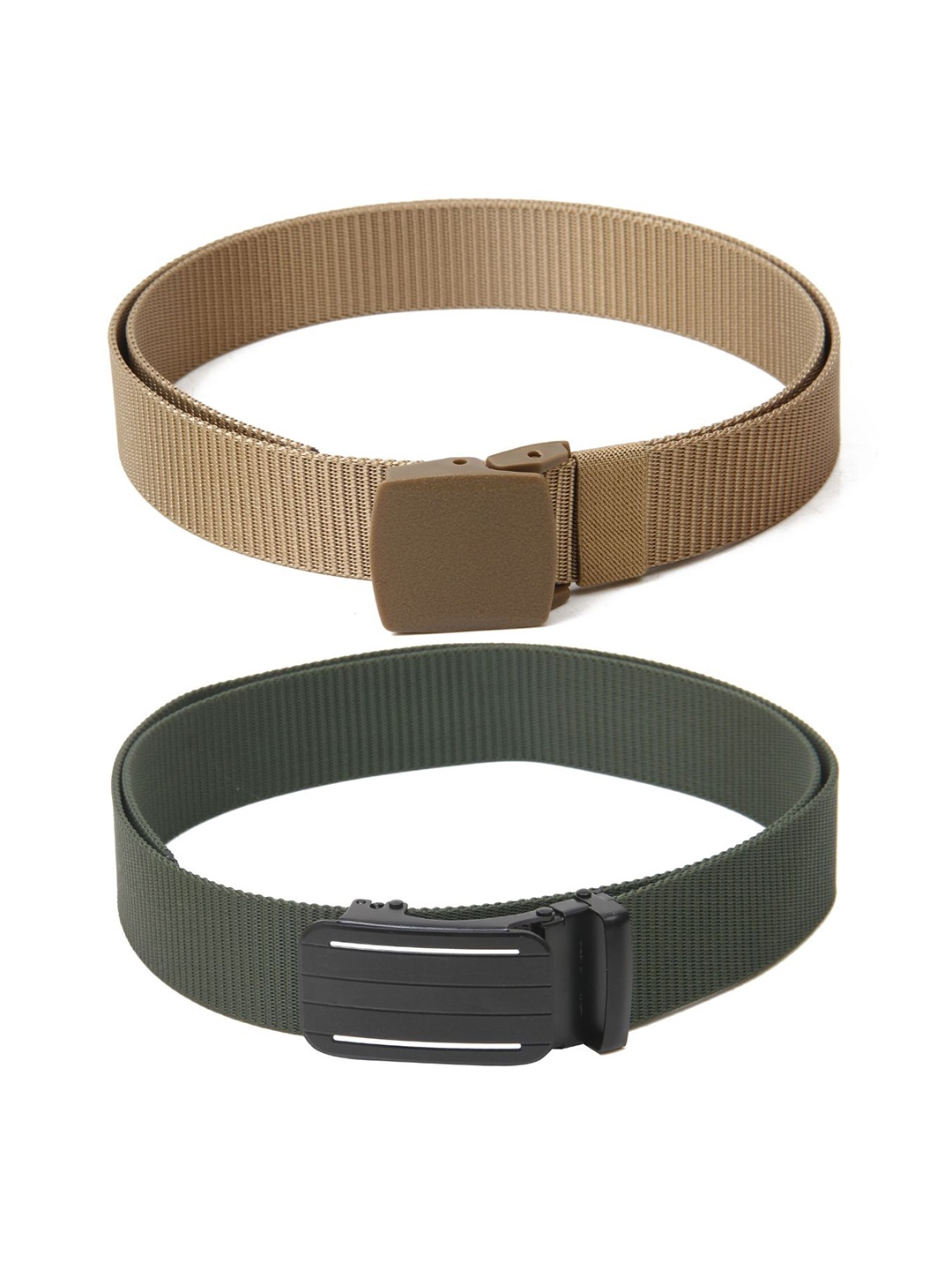 

Calvadoss Women Set Of 2 Textured Belts, Beige