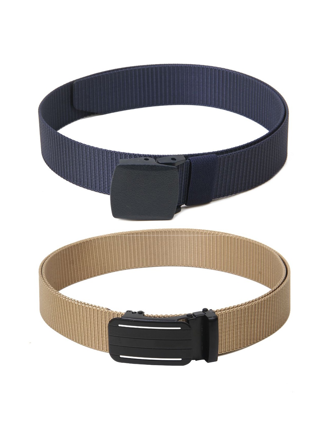 

Calvadoss Women Set Of 2 Textured Canvas Belts, Navy blue