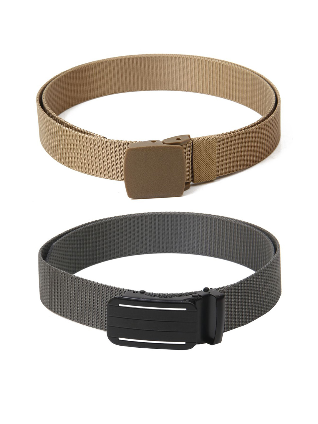 

Calvadoss Women Set Of 2 Textured Belts, Beige