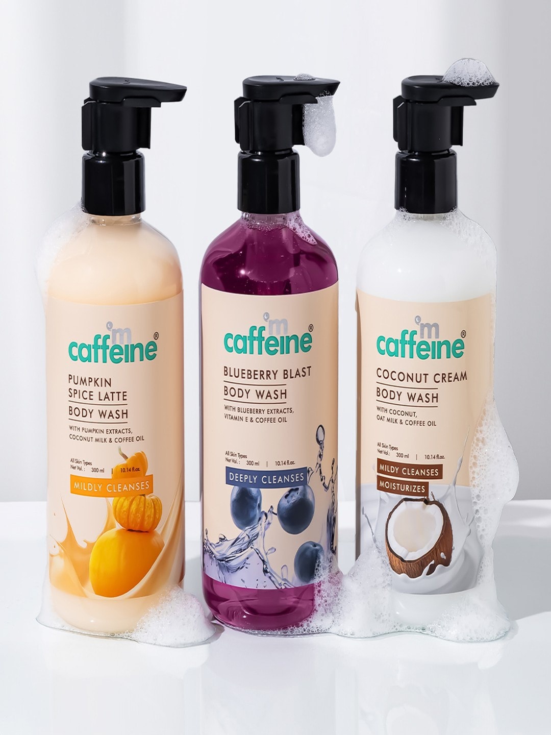 

MCaffeine Fragranced Body Washes Trio - 300 ml each, Peach