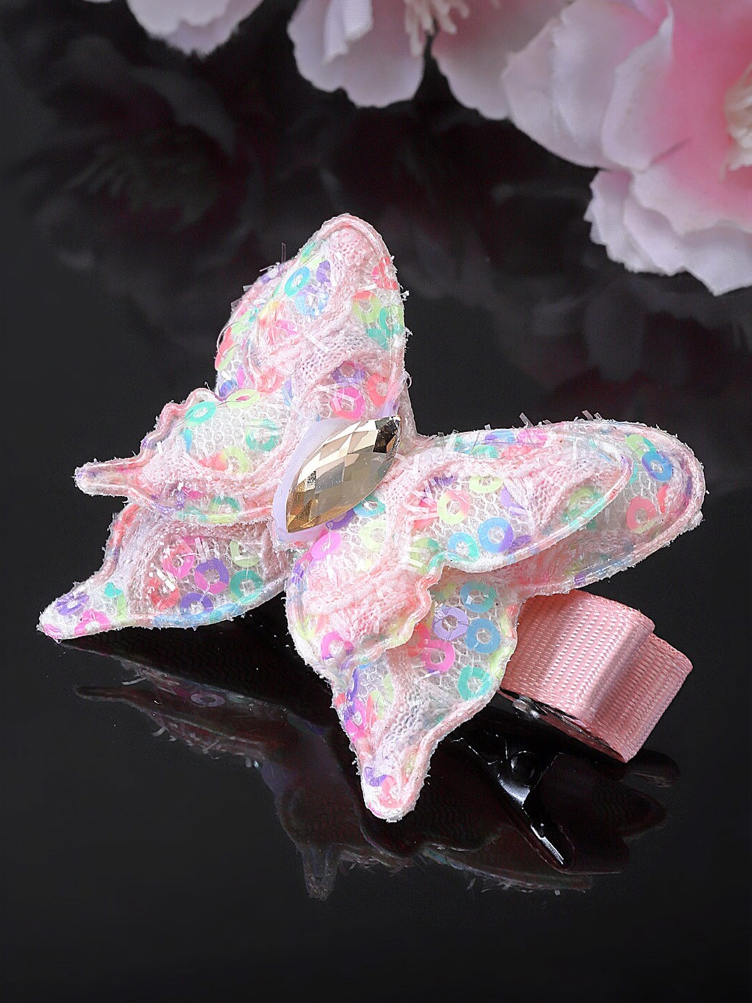 

Stoln Girls Embellished Butterfly Sequinned Alligator Hair Clip, Peach