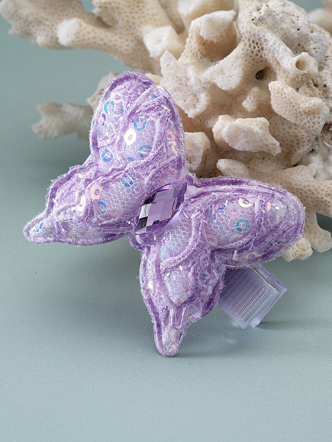 

Stoln Girls Embellished Butterfly Sequinned Alligator Hair Clip, Purple