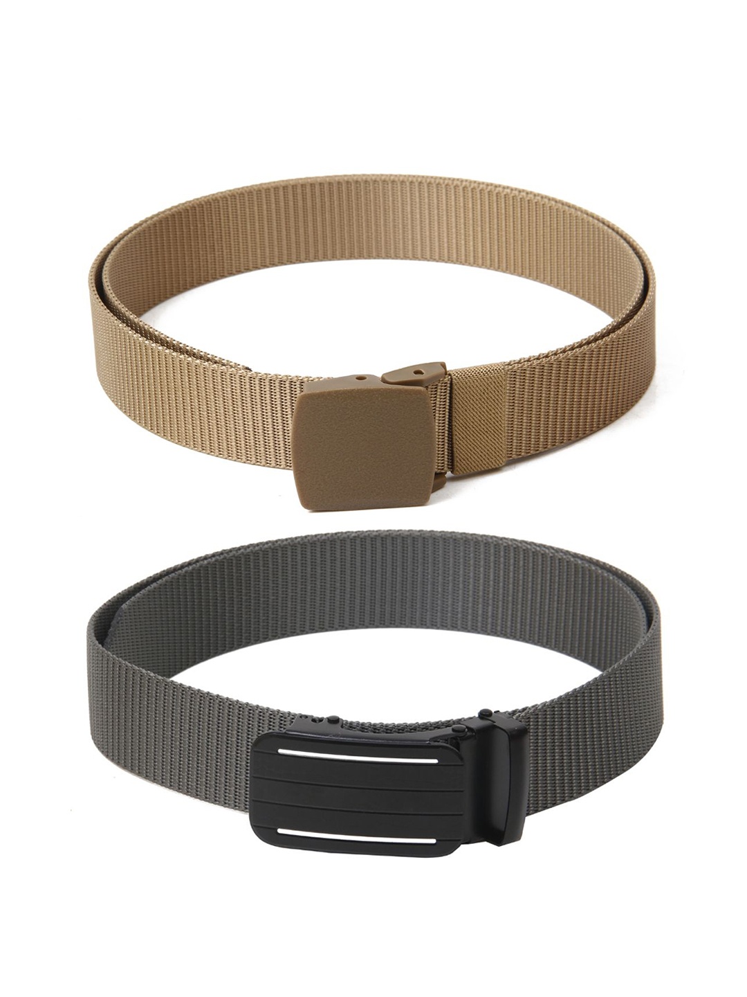 

Calvadoss Men Set Of 2 Textured Belts, Beige