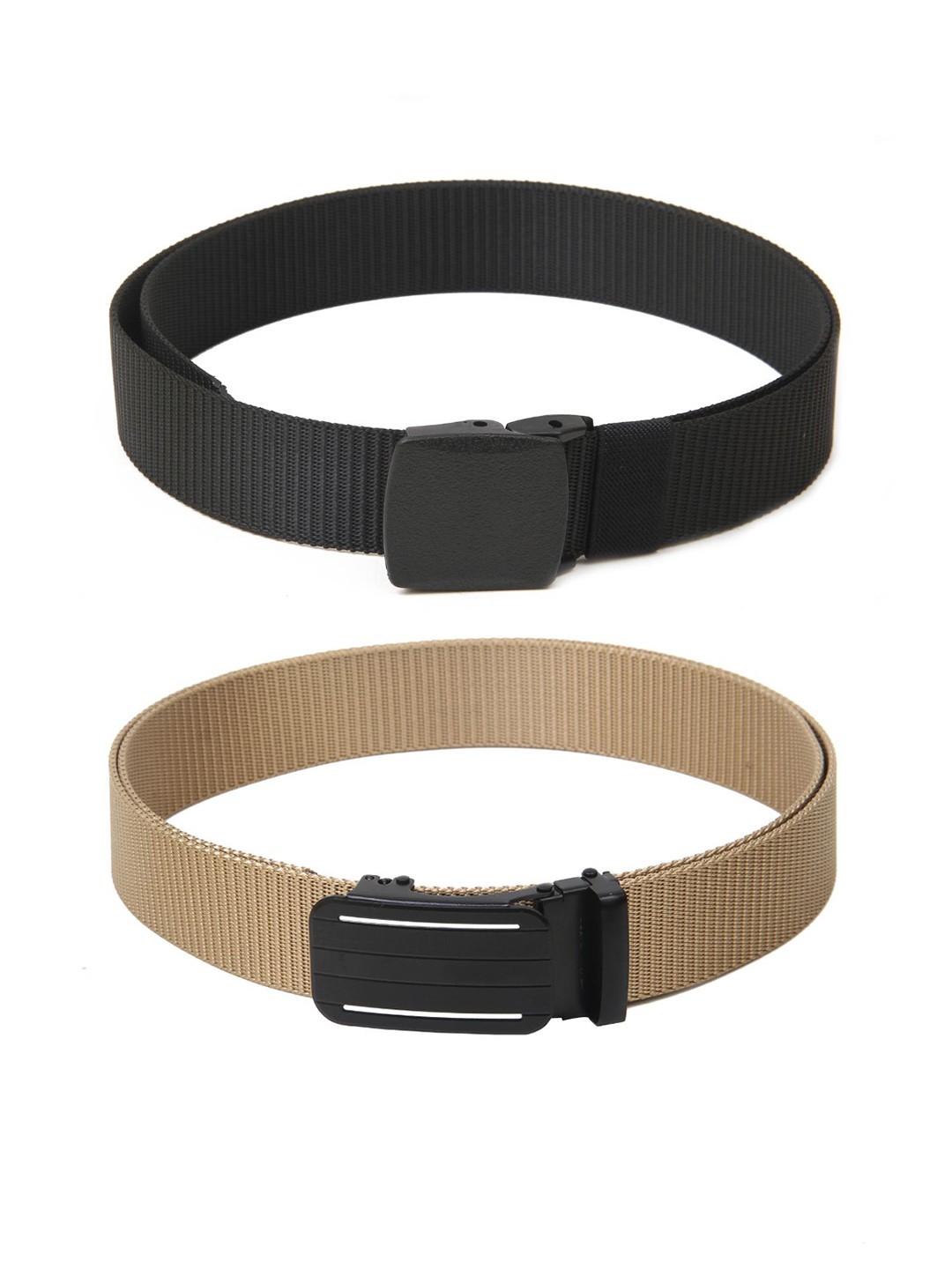 

Calvadoss Men Set Of 2 Textured Belts, Black