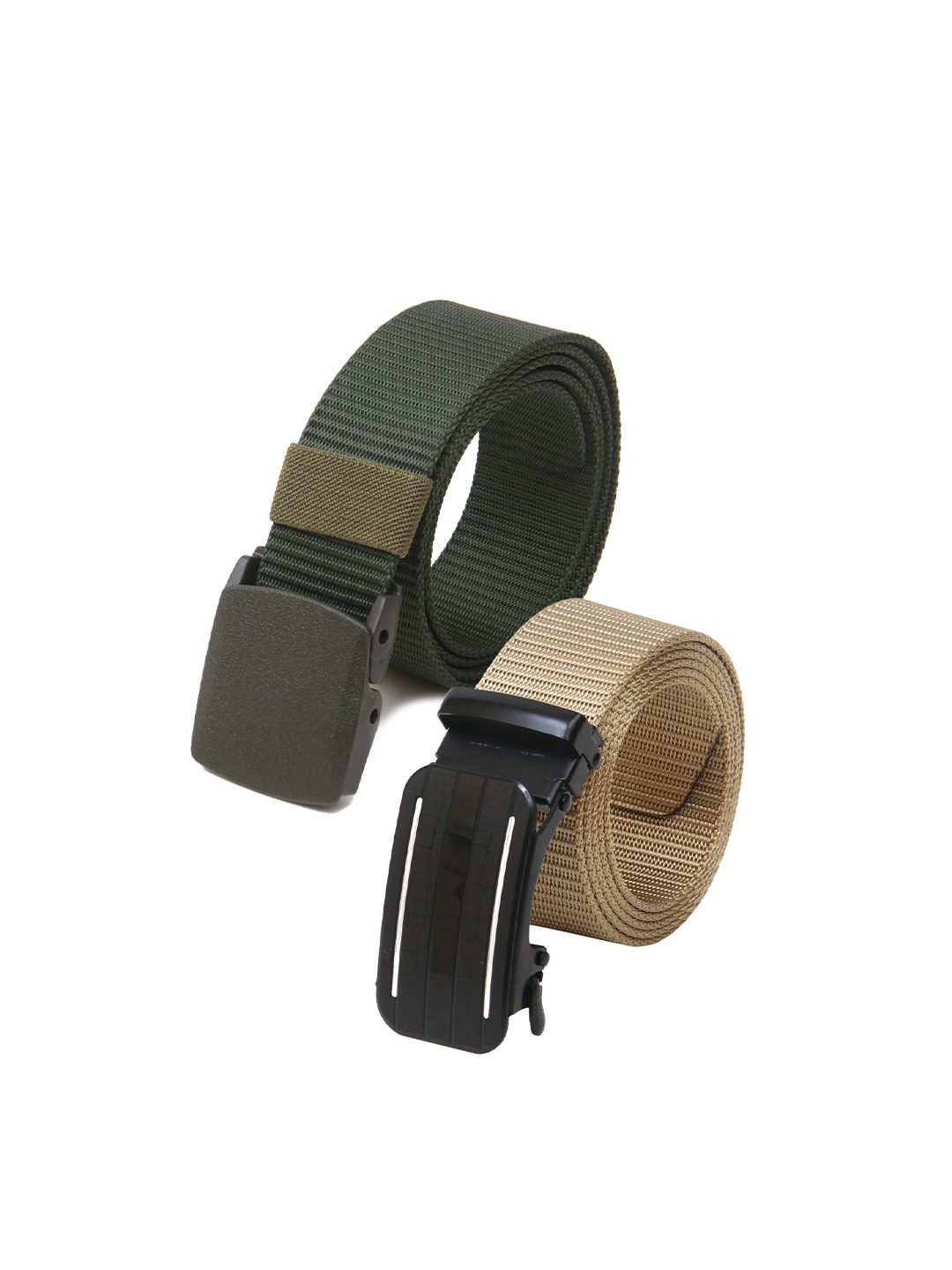 

Calvadoss Men Set Of 2 Textured Belts, Green