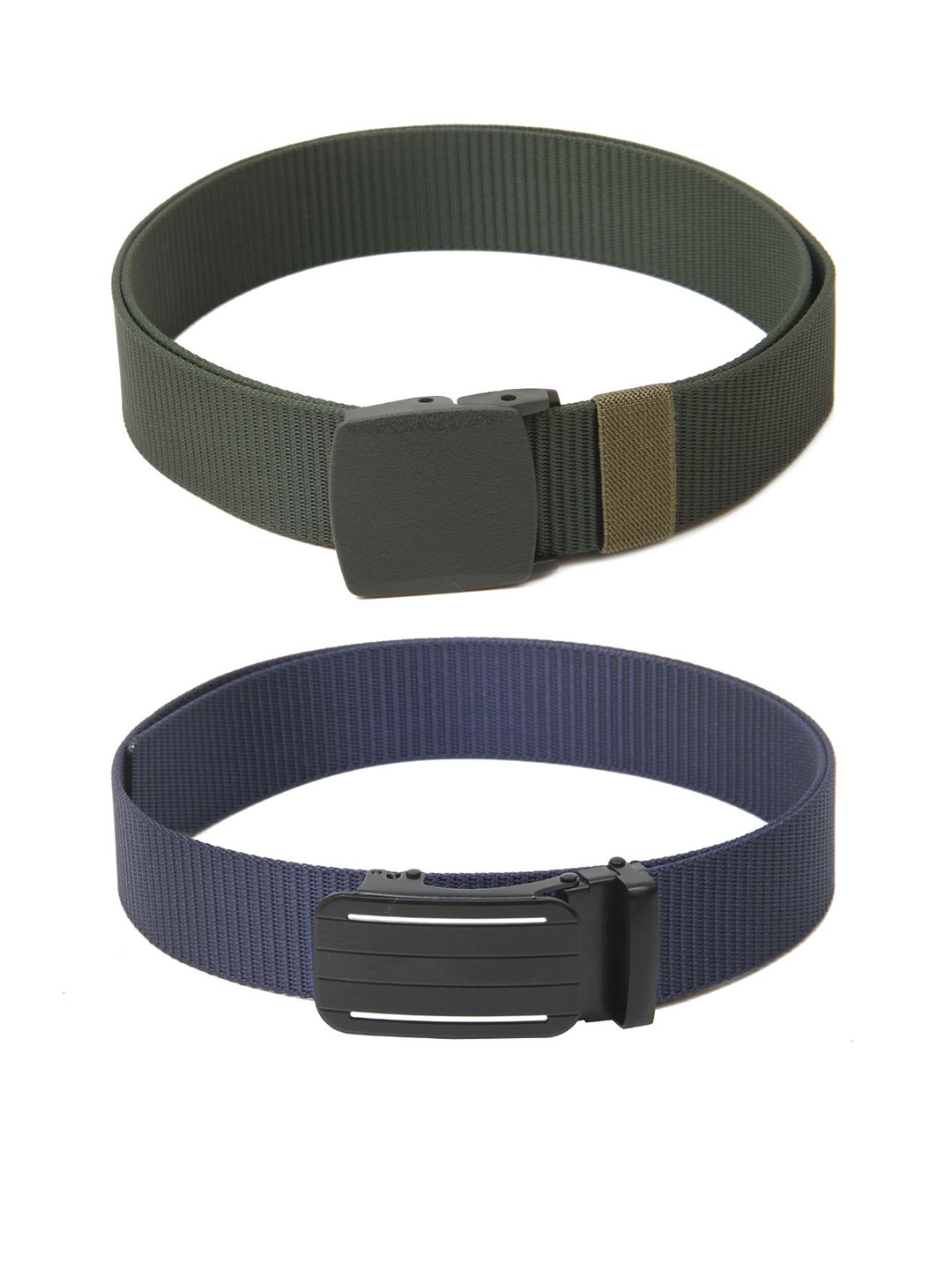 

Calvadoss Men Set Of 2 Textured Belts, Green