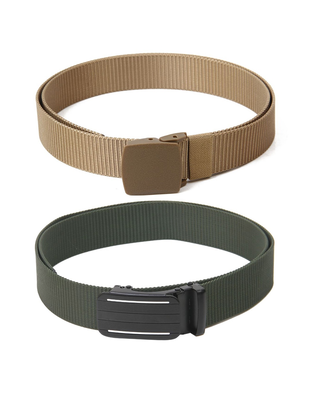 

Calvadoss Men Set Of 2 Textured Belts, Beige