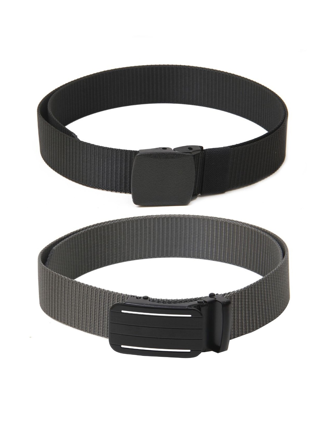 

Calvadoss Men Set Of 2 Textured Belts, Black