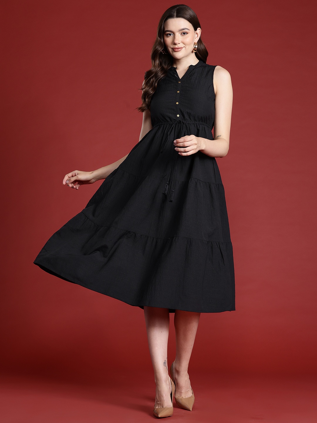 

All About You Formals Tiered A-Line Dress, Black