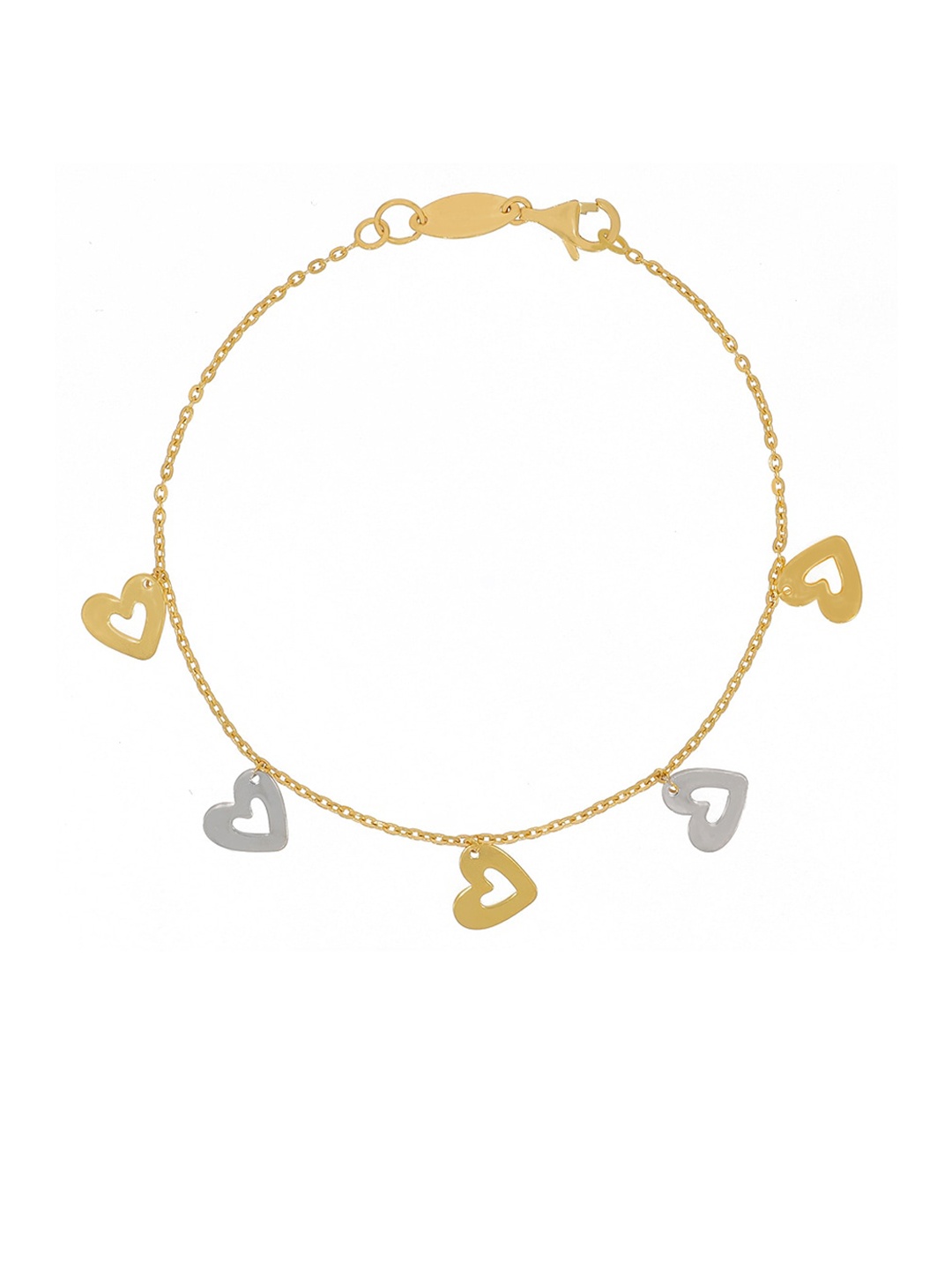 

BHIMA 22KT Gold Heart-Charm Bracelet, Yellow