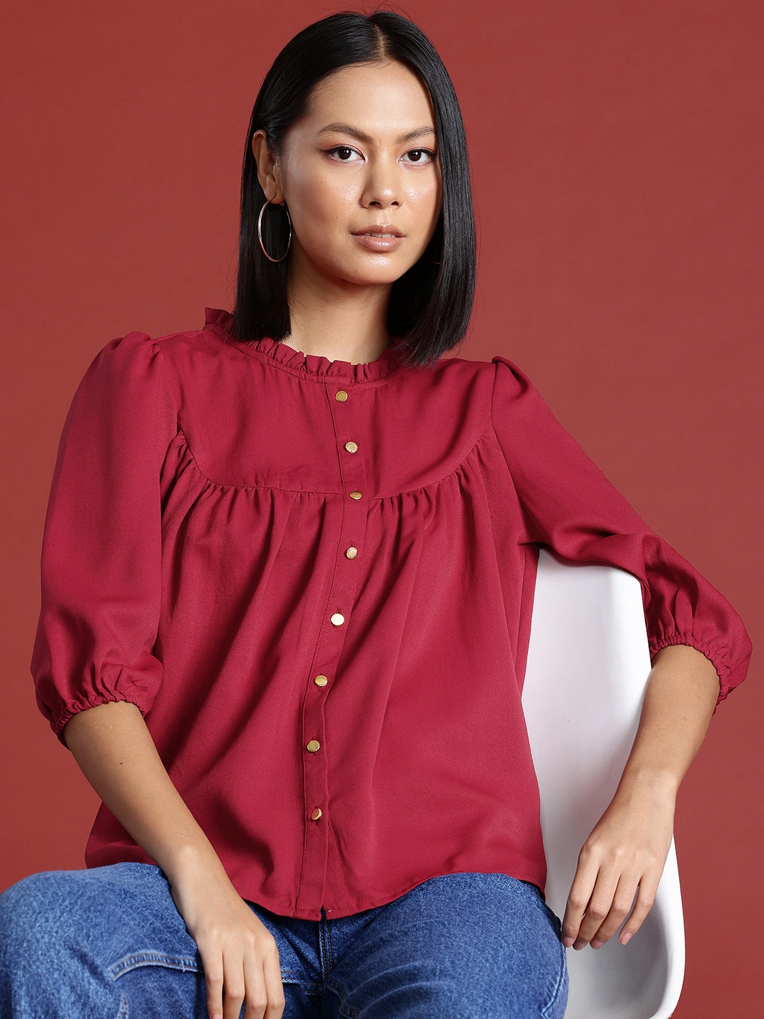 

all about you Women Opaque Casual Shirt, Maroon