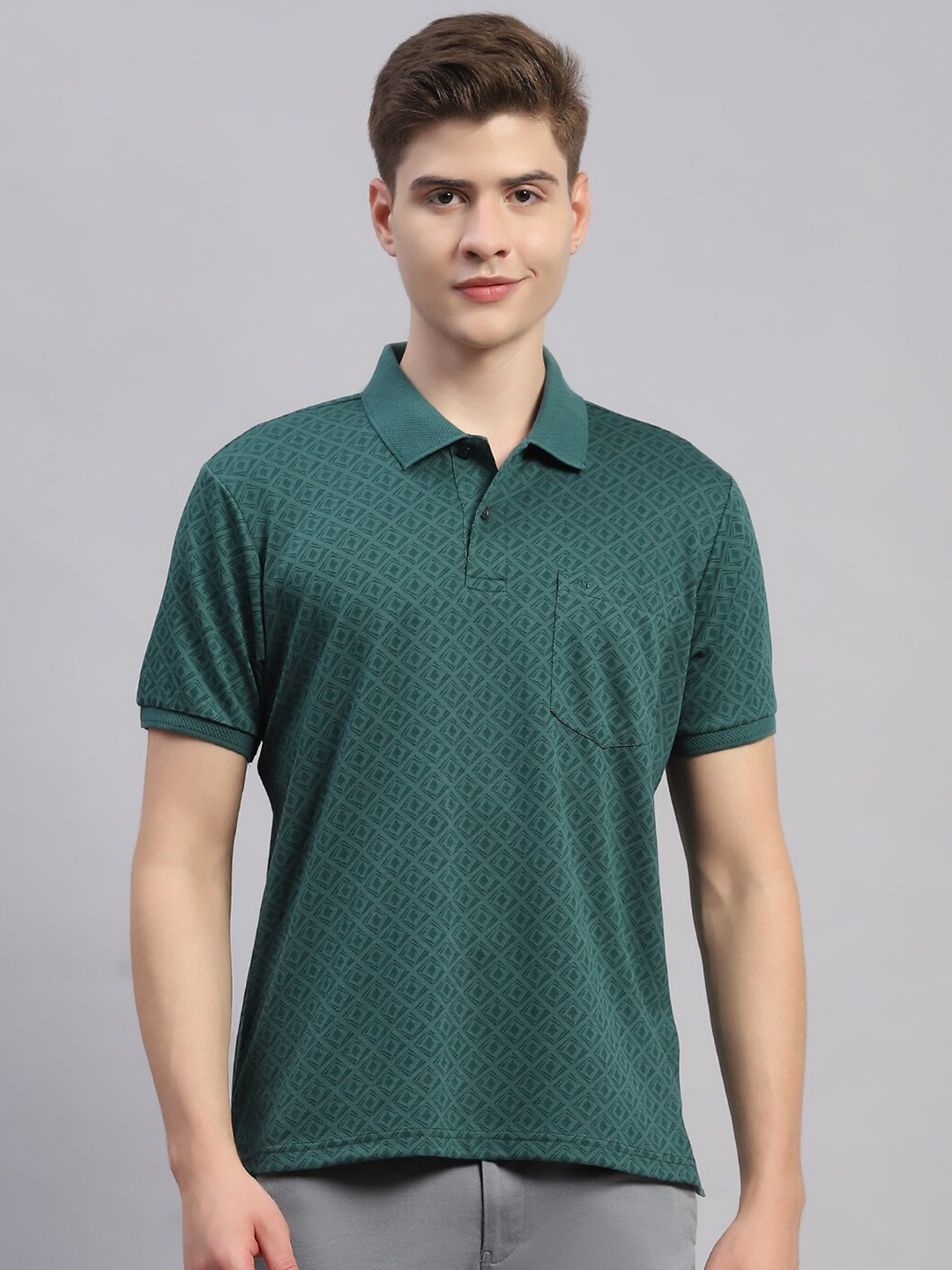 

Monte Carlo Polo Collar Cotton T-shirt, Green