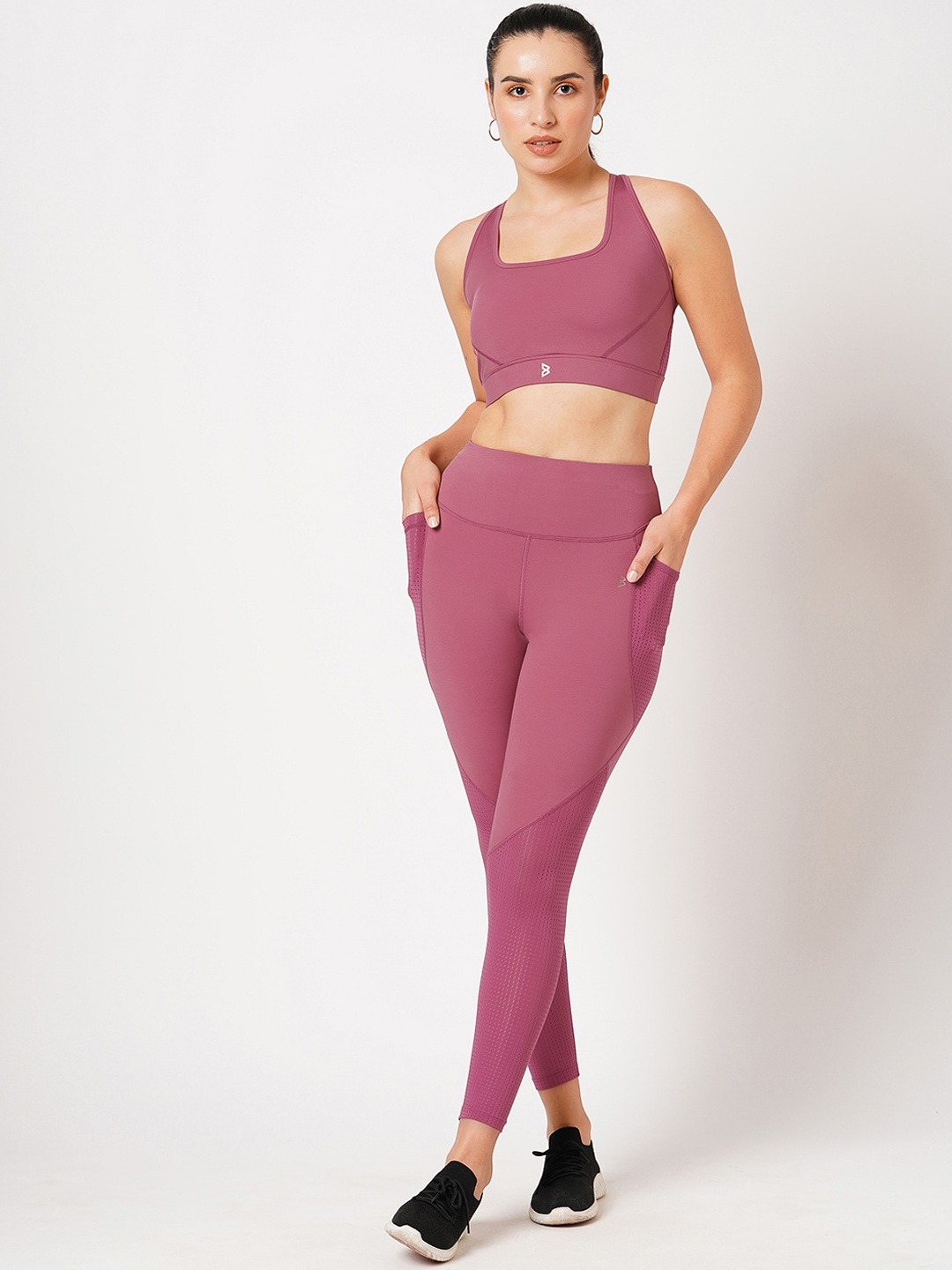 

BODD ACTIVE Sleeveless Sports Bra And Ankle-Length Tights Tracksuits, Pink