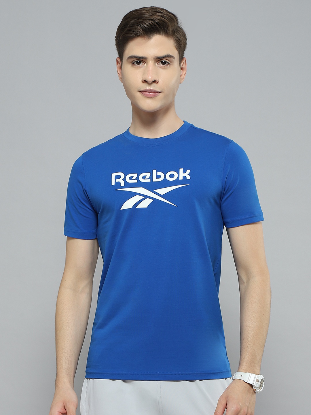 

Reebok Brand Logo Printed Slim Fit Live In T-shirt, Blue
