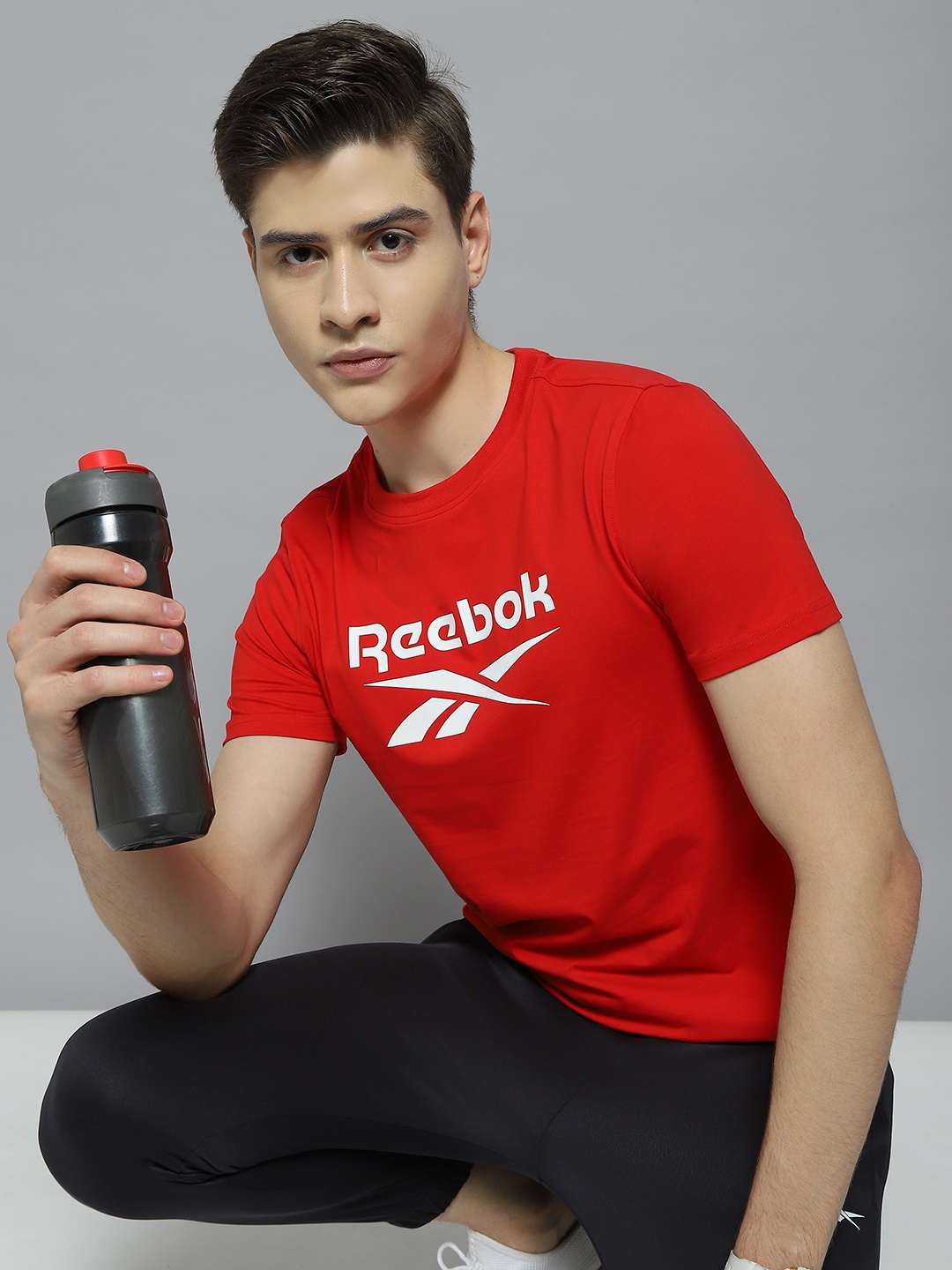 

Reebok Brand Logo Printed Slim Fit Live In Tee T-shirt, Red