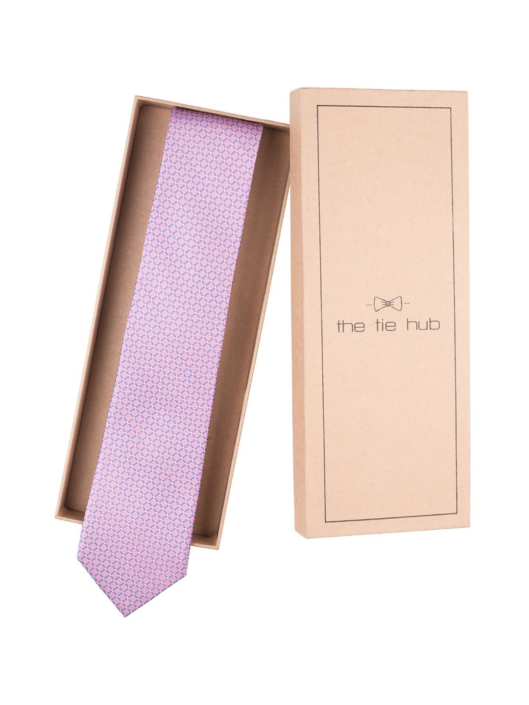 

The Tie Hub Men Checked Broad Tie, Pink