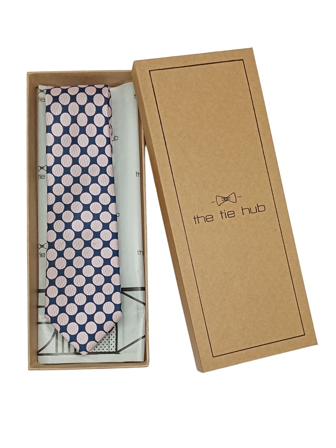 

The Tie Hub Men Printed Silk Broad Tie, Blue