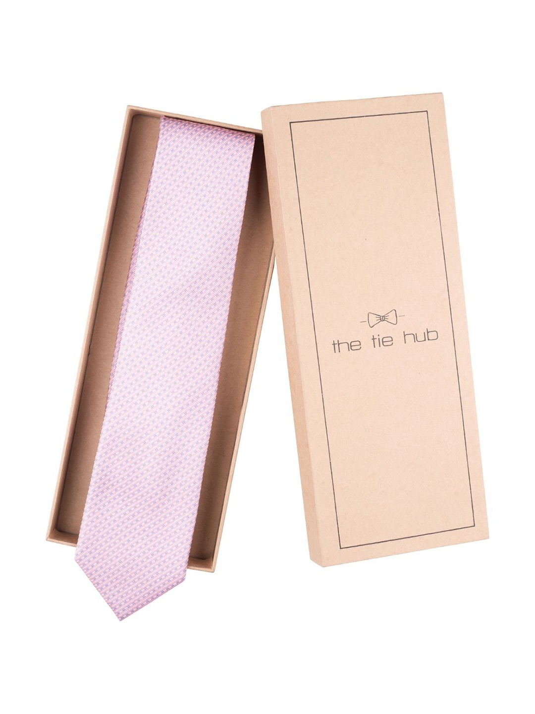 

The Tie Hub Men Printed Silk Broad Tie, Pink