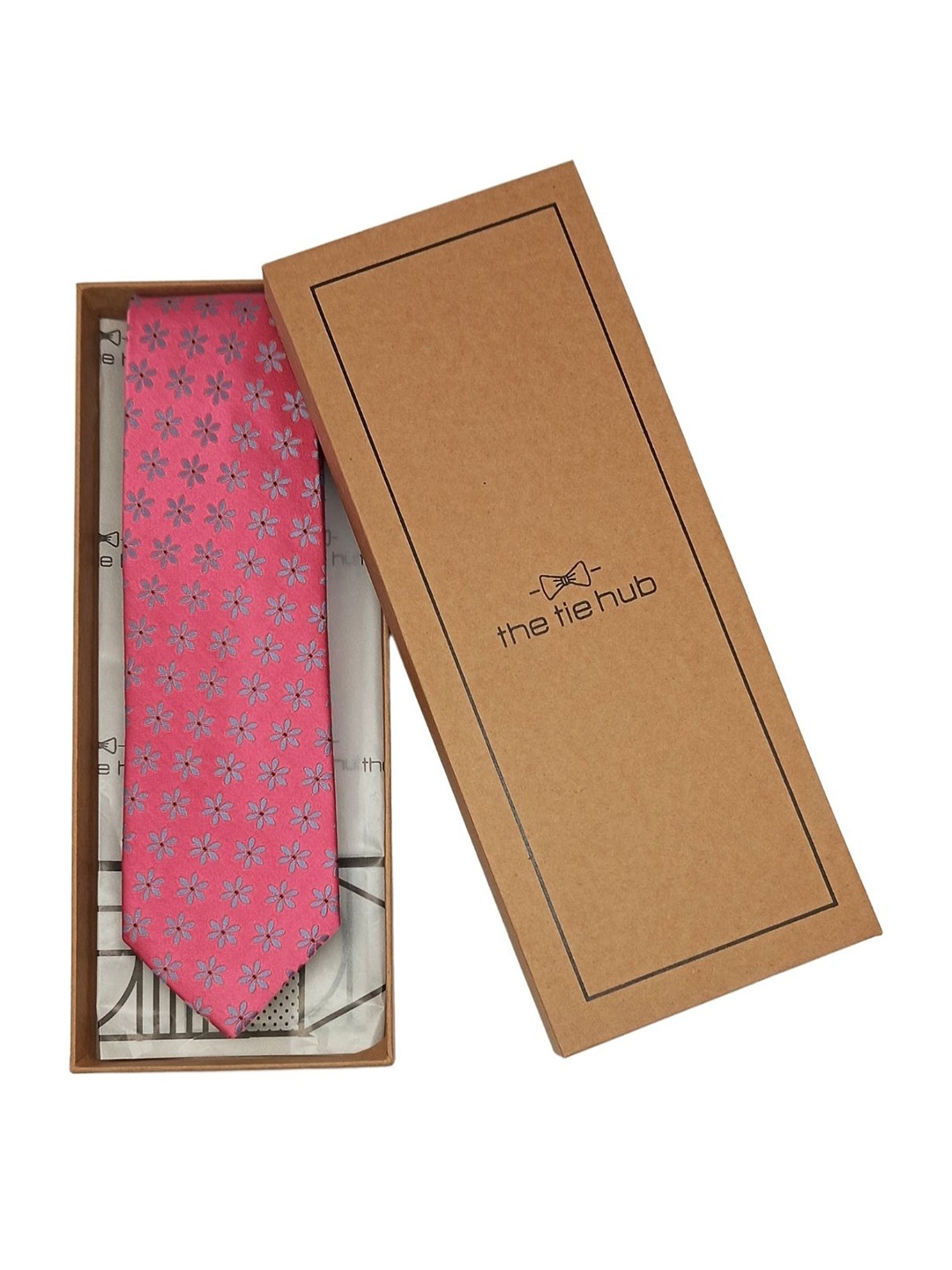 

The Tie Hub Men Woven Design Pure Silk Broad Tie, Pink