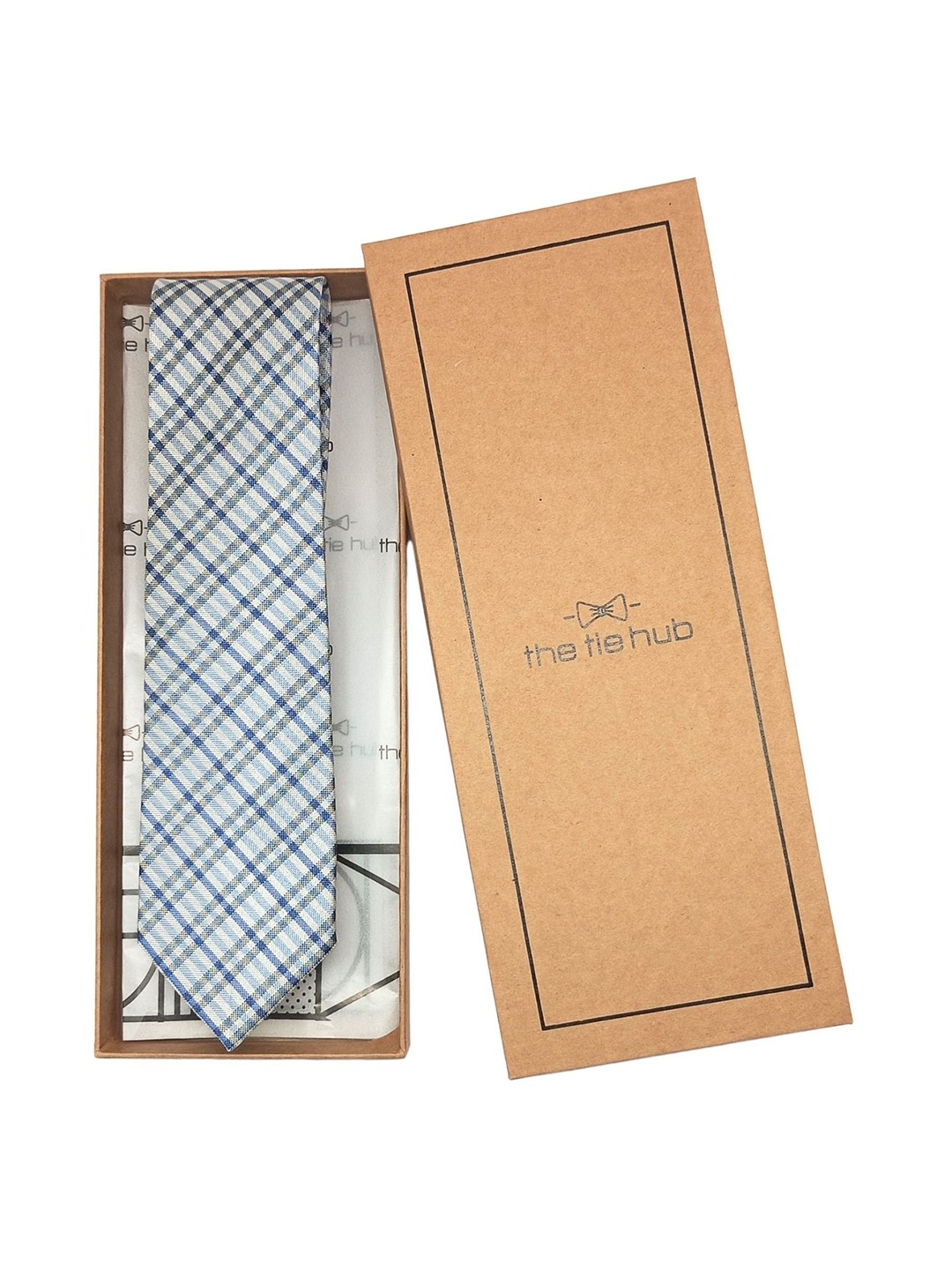 

The Tie Hub Men Checked Bow Tie, Blue