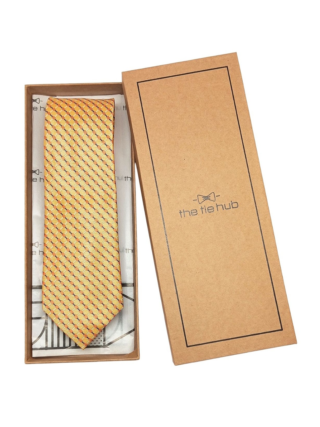 

The Tie Hub Men Checked Broad Tie, Yellow