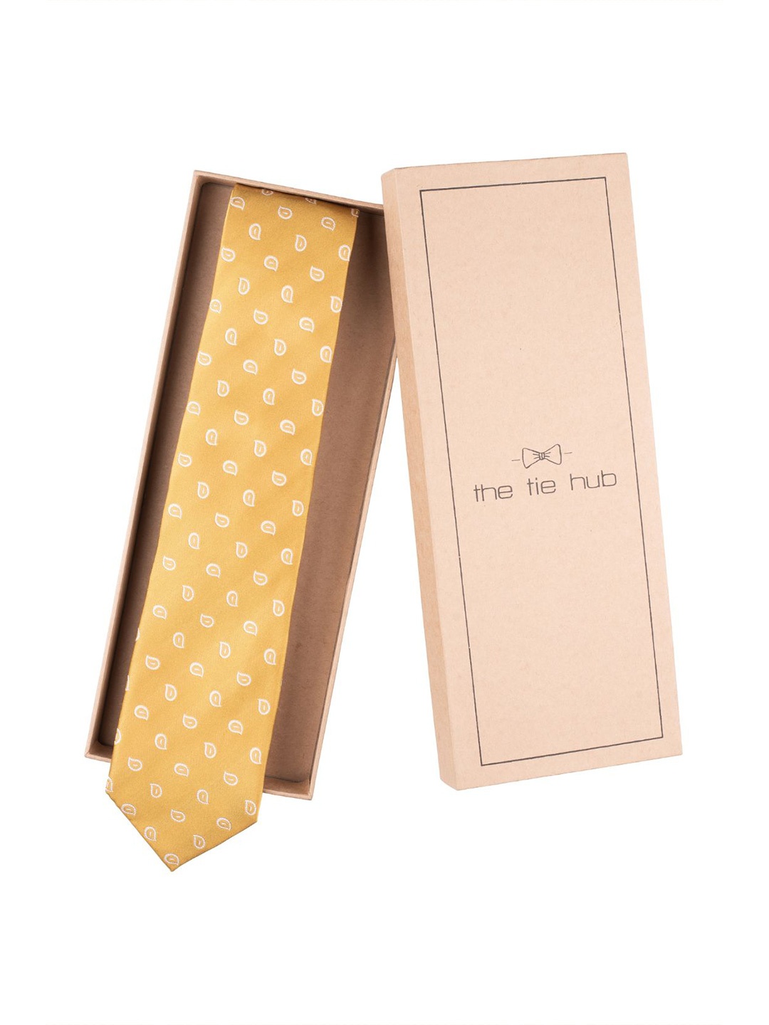 

The Tie Hub Men Printed Broad Tie, Yellow