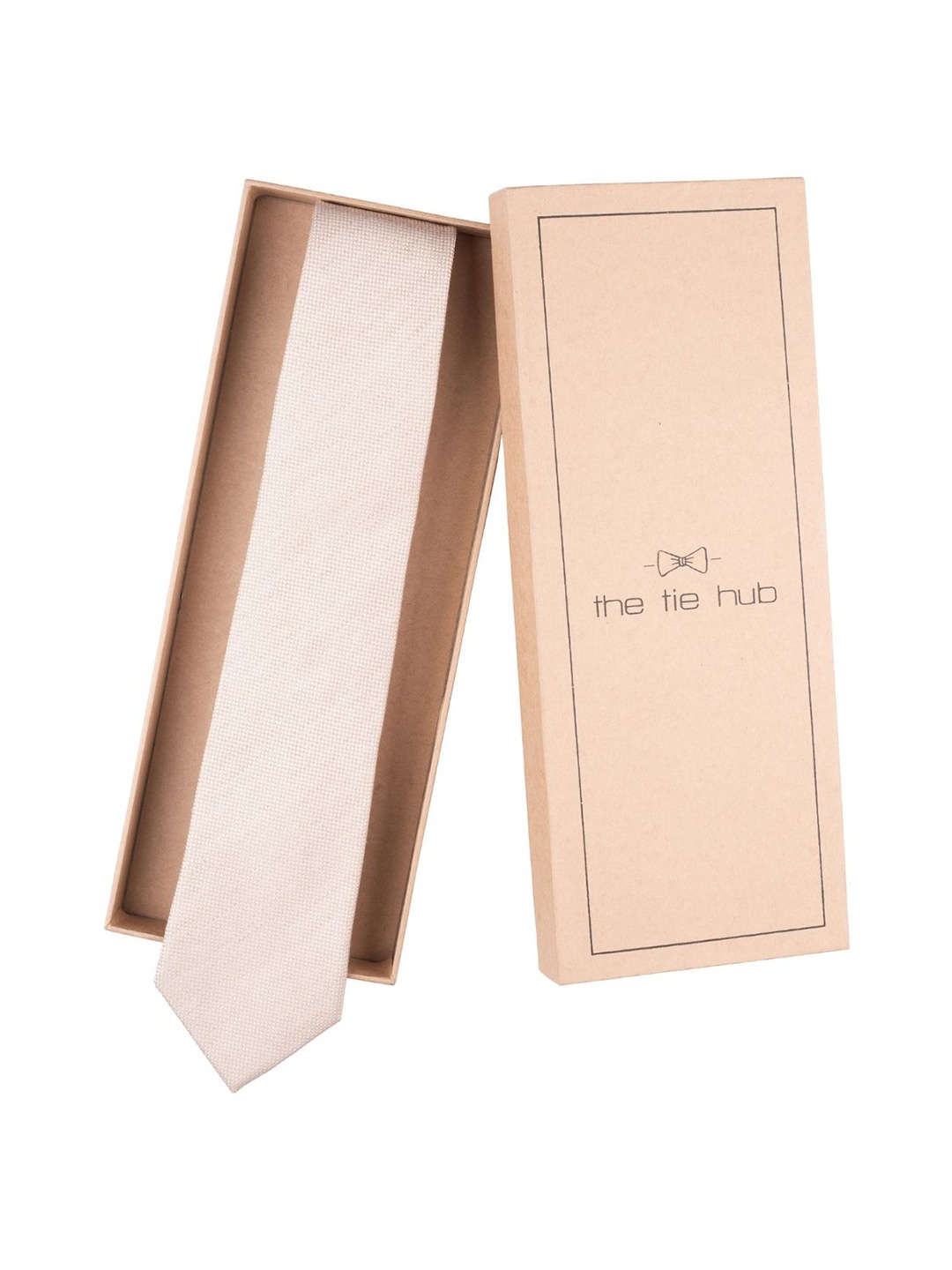 

The Tie Hub Men Printed Broad Tie, Cream