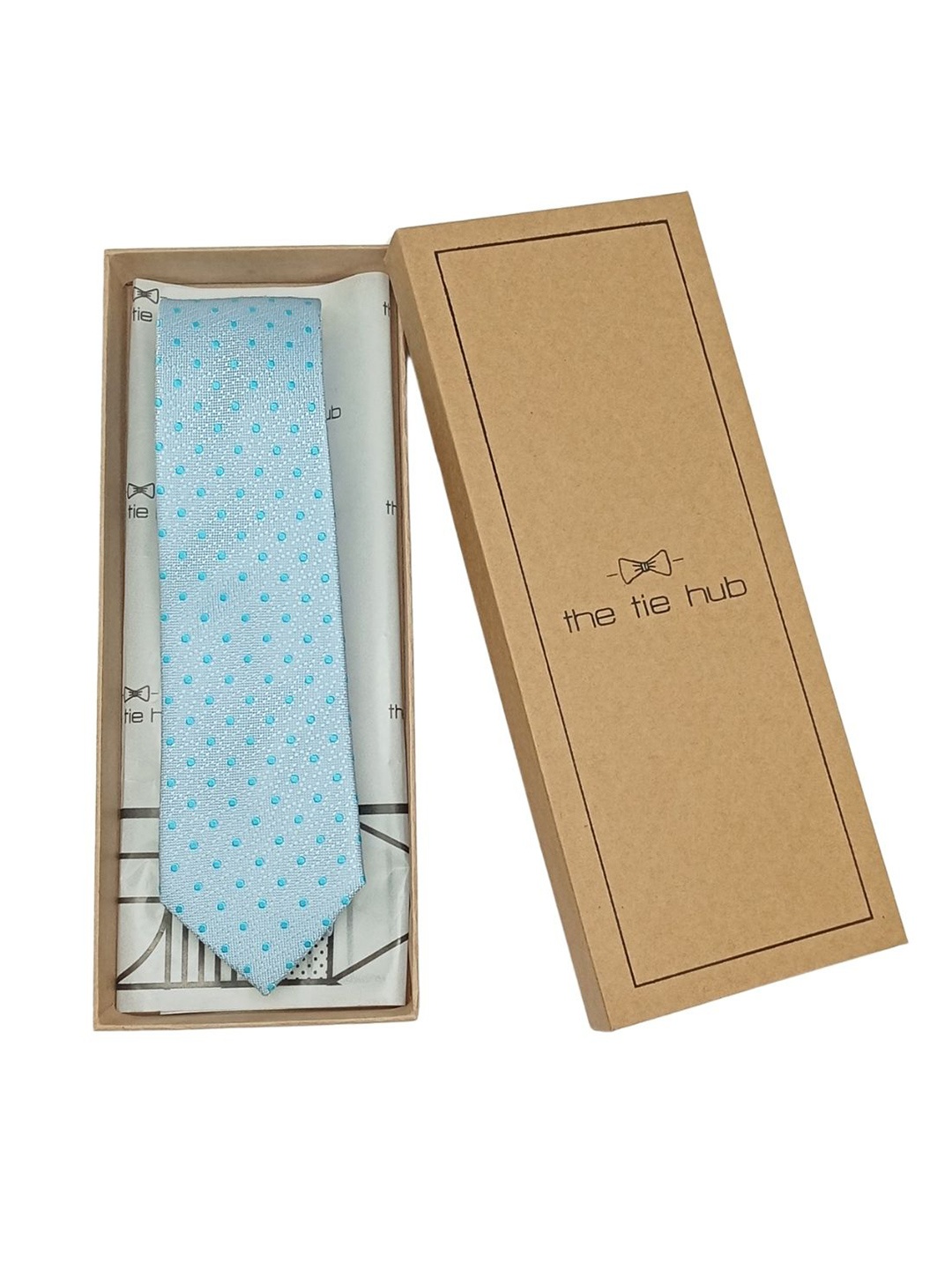 

The Tie Hub Men Printed Silk Broad Tie, Blue