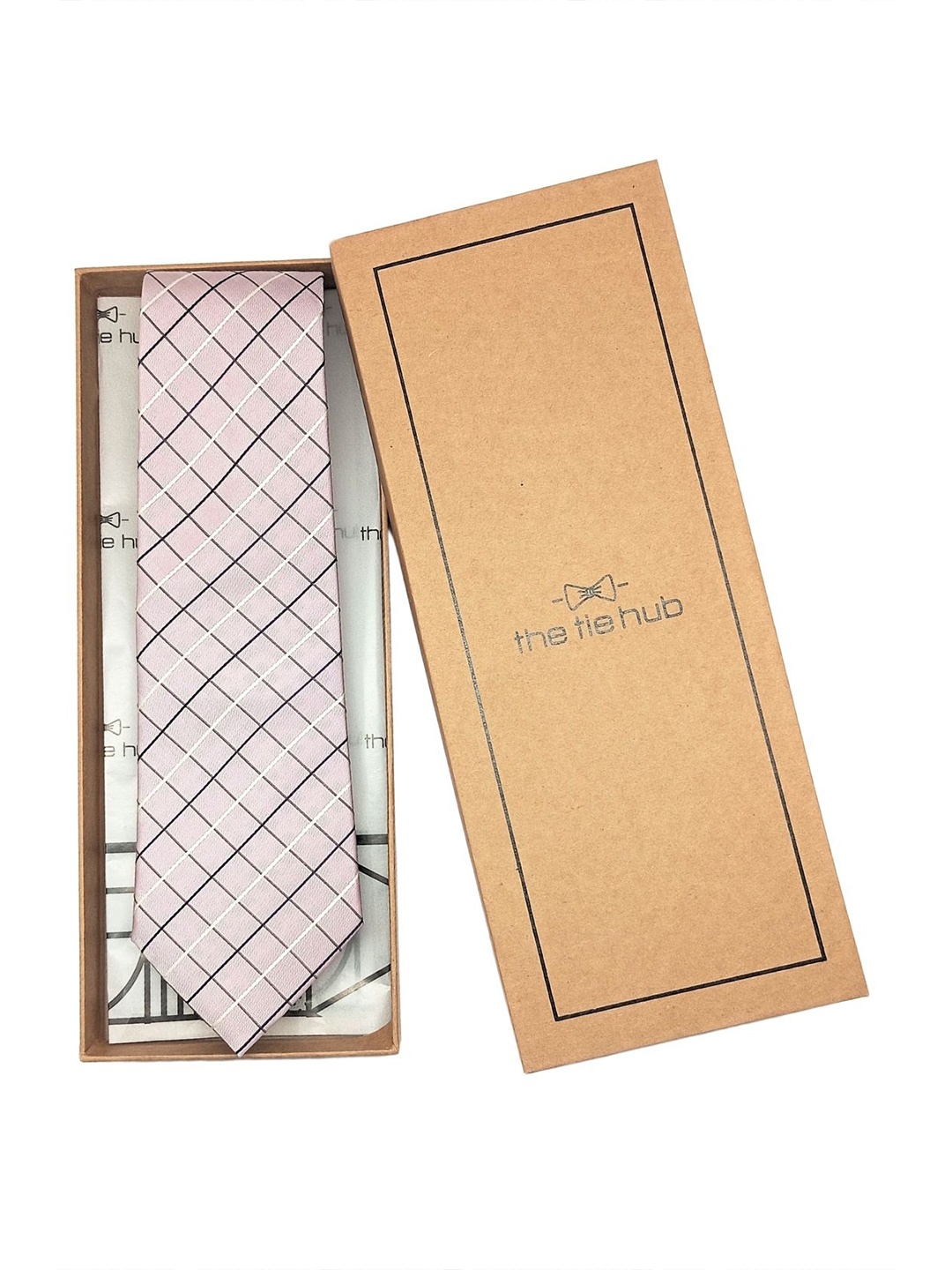 

The Tie Hub Men Checked Broad Tie, Pink