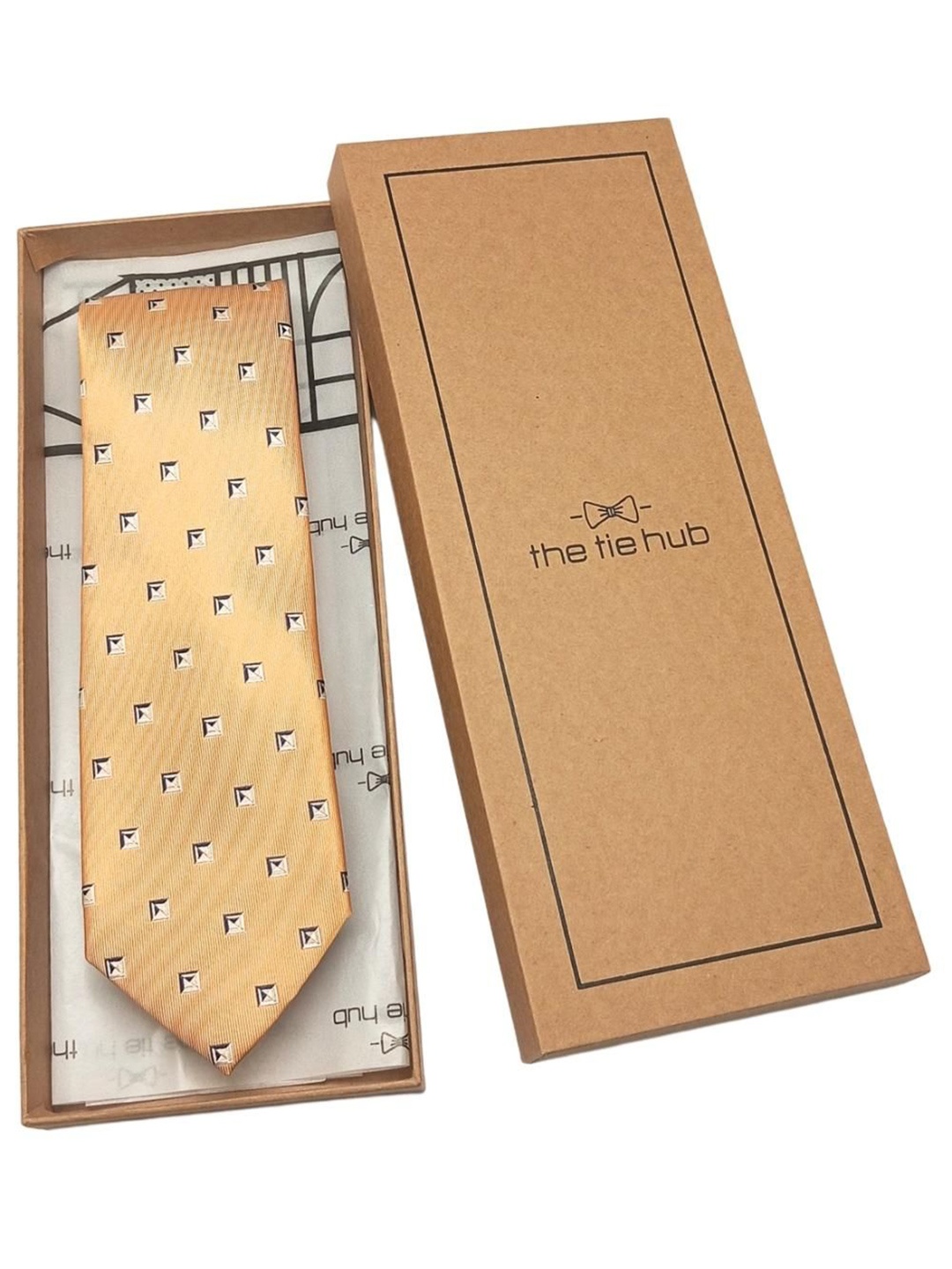 

The Tie Hub Men Printed Silk Broad Tie, Yellow