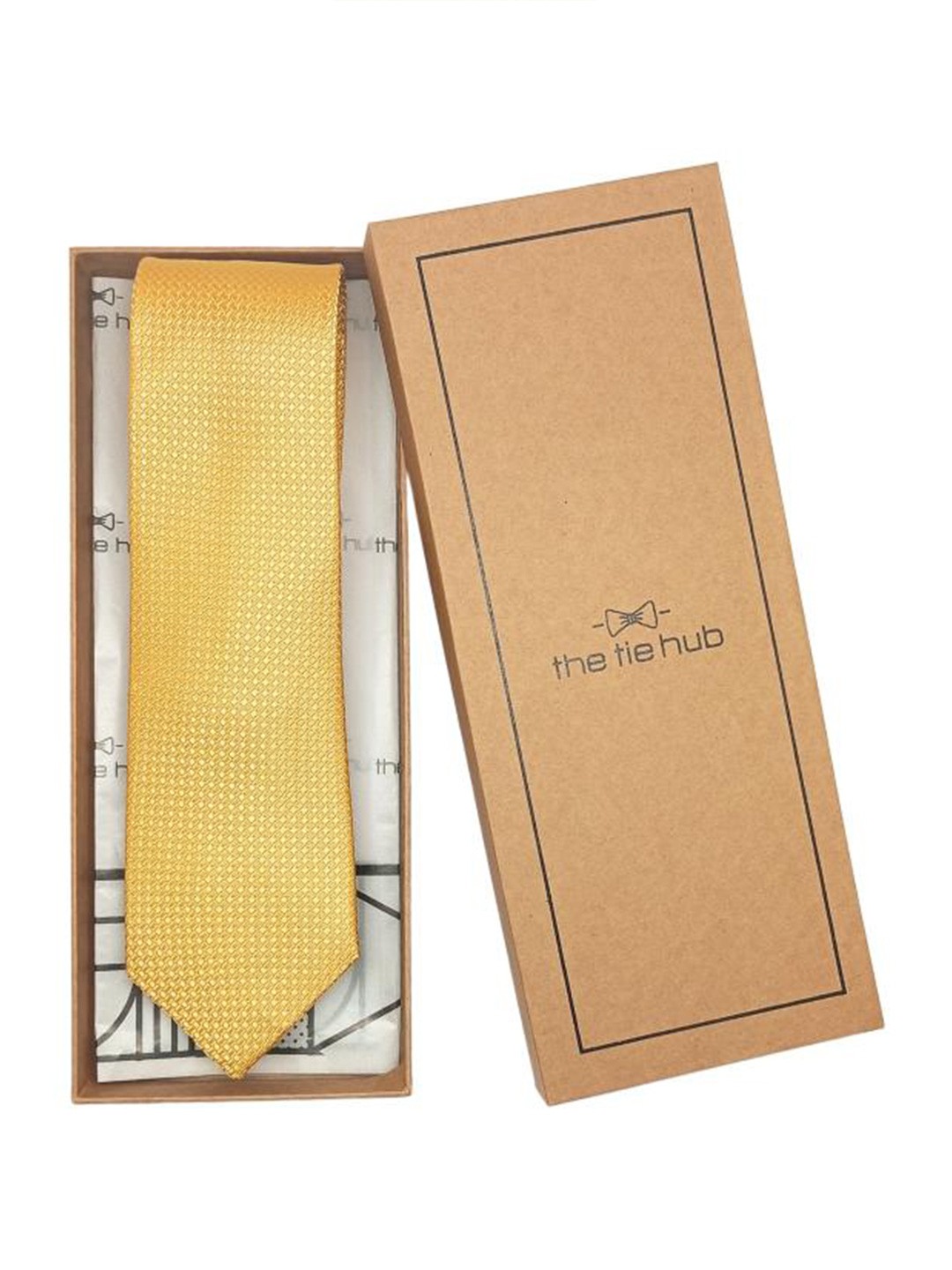 

The Tie Hub Men Checked Broad Tie, Yellow