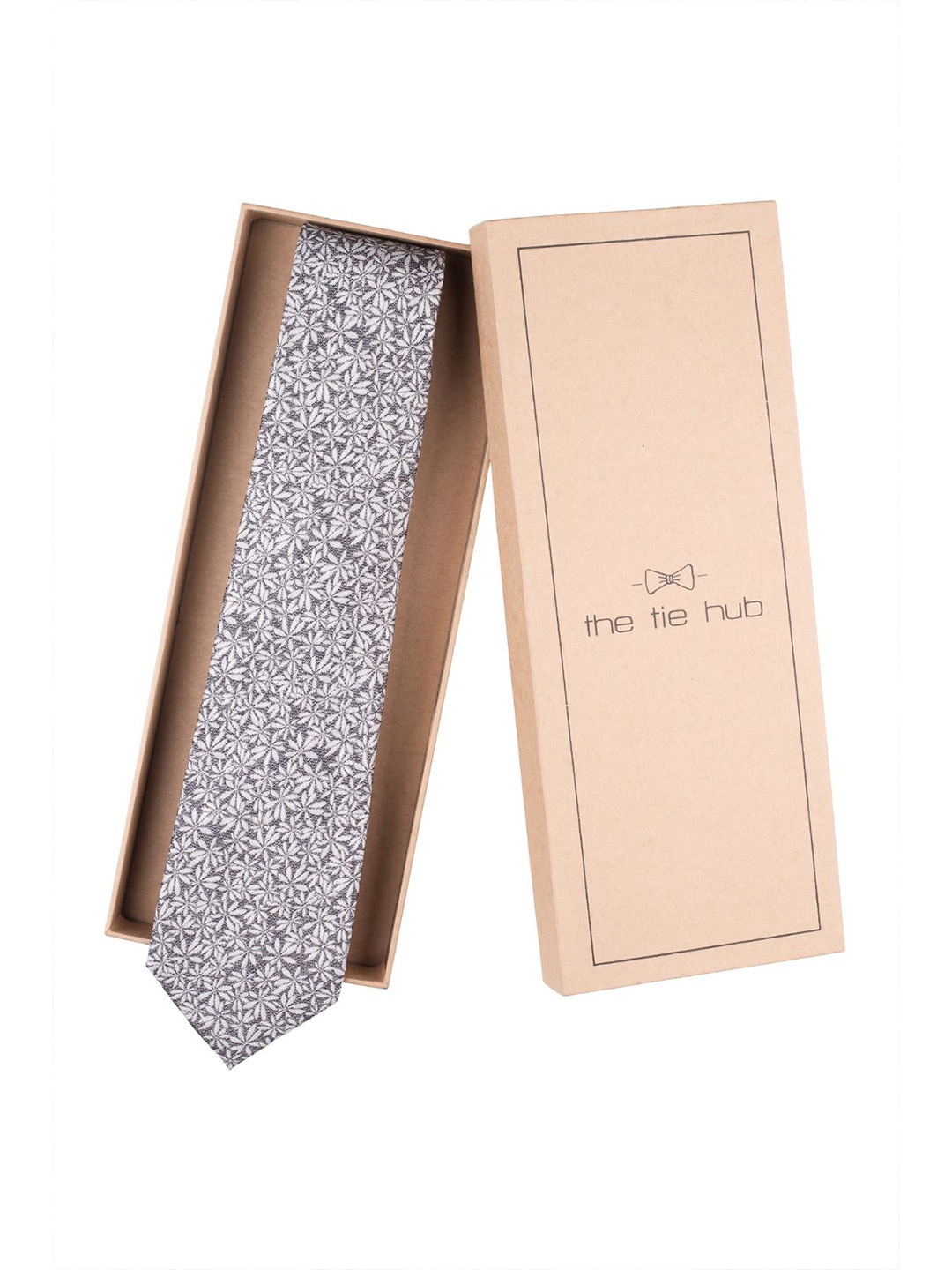 

The Tie Hub Men Printed Silk Broad Tie, Grey