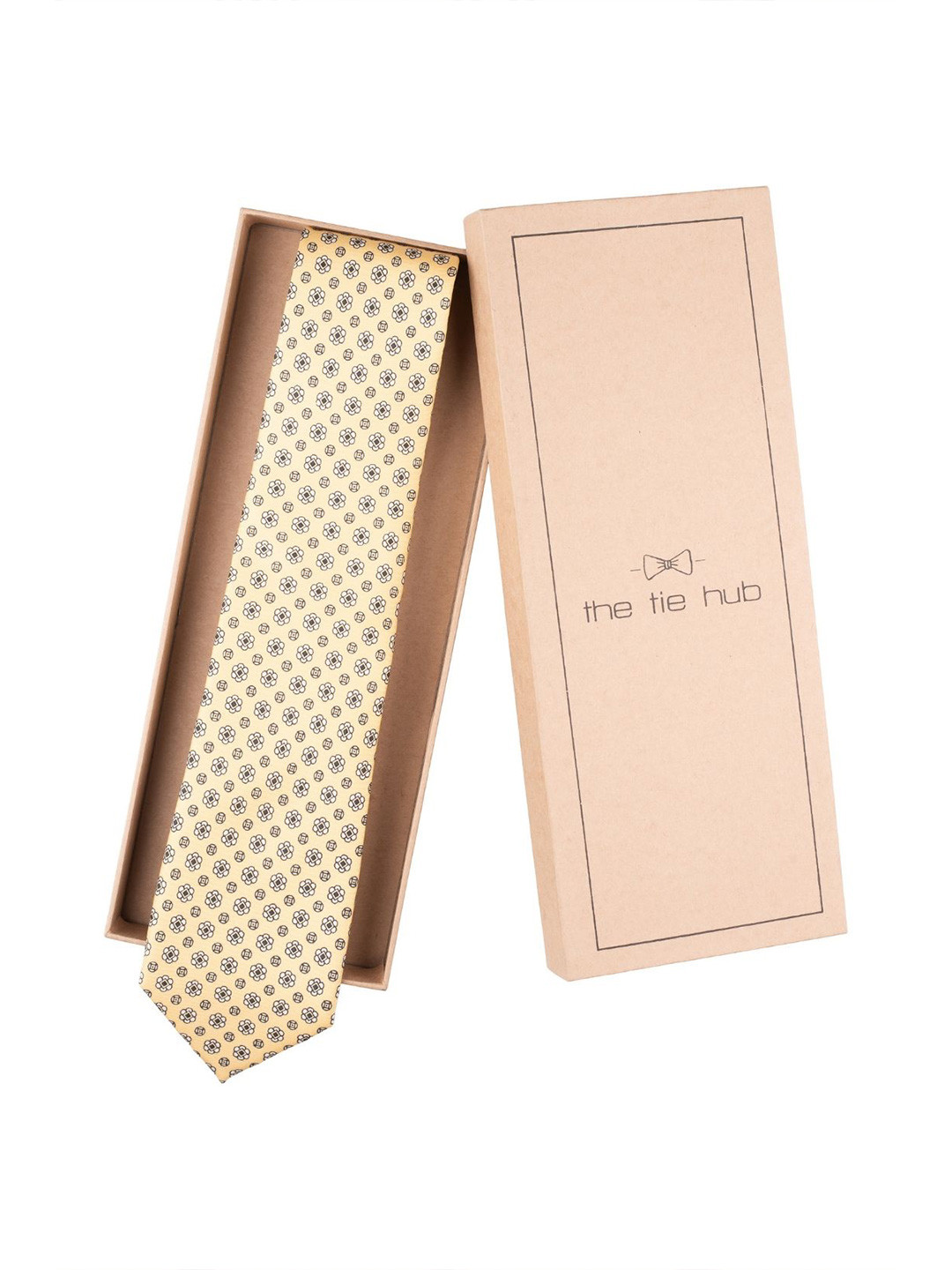 

The Tie Hub Men Printed Broad Tie, Yellow