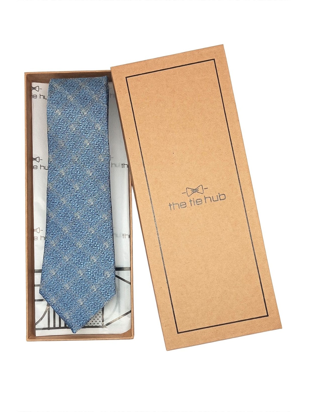 

The Tie Hub Men Checked Broad Tie, Blue