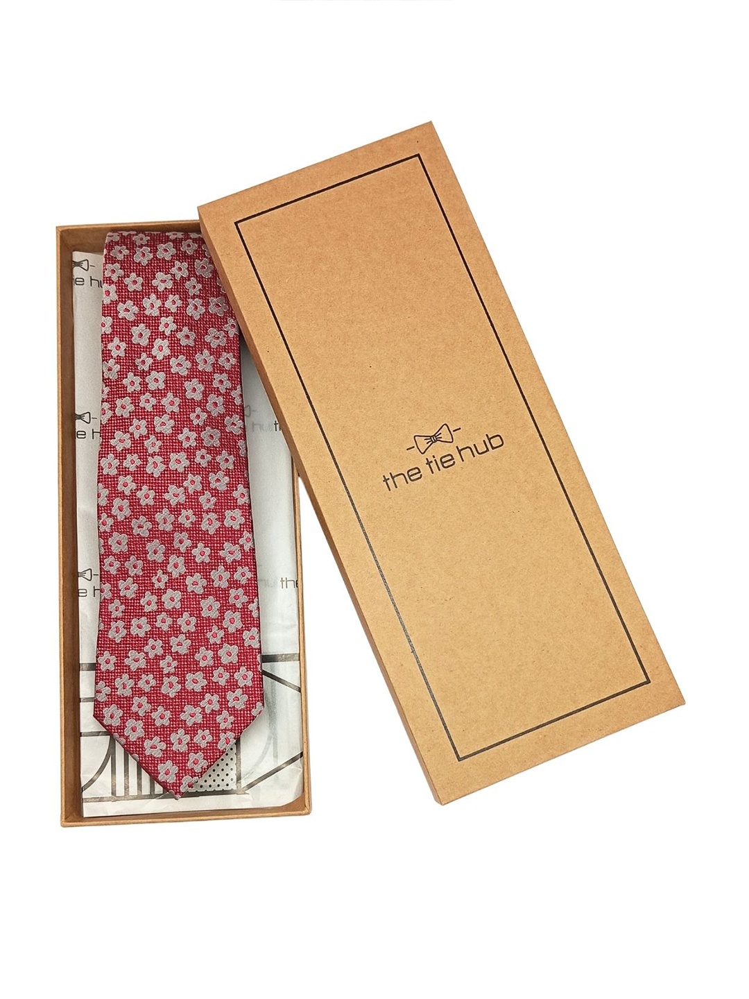 

The Tie Hub Men Printed Broad Tie, Red