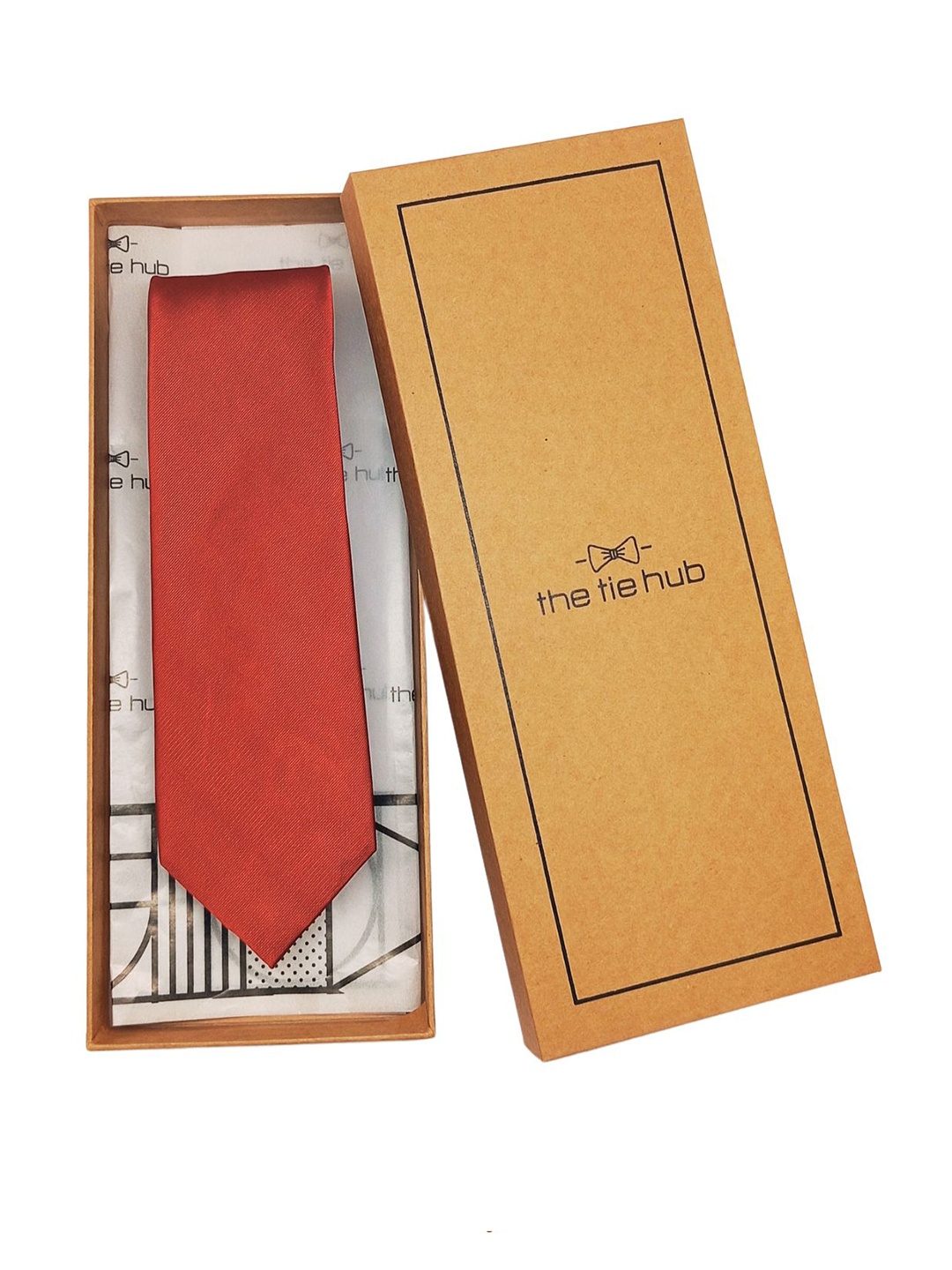 

The Tie Hub Men Silk Broad Tie, Orange