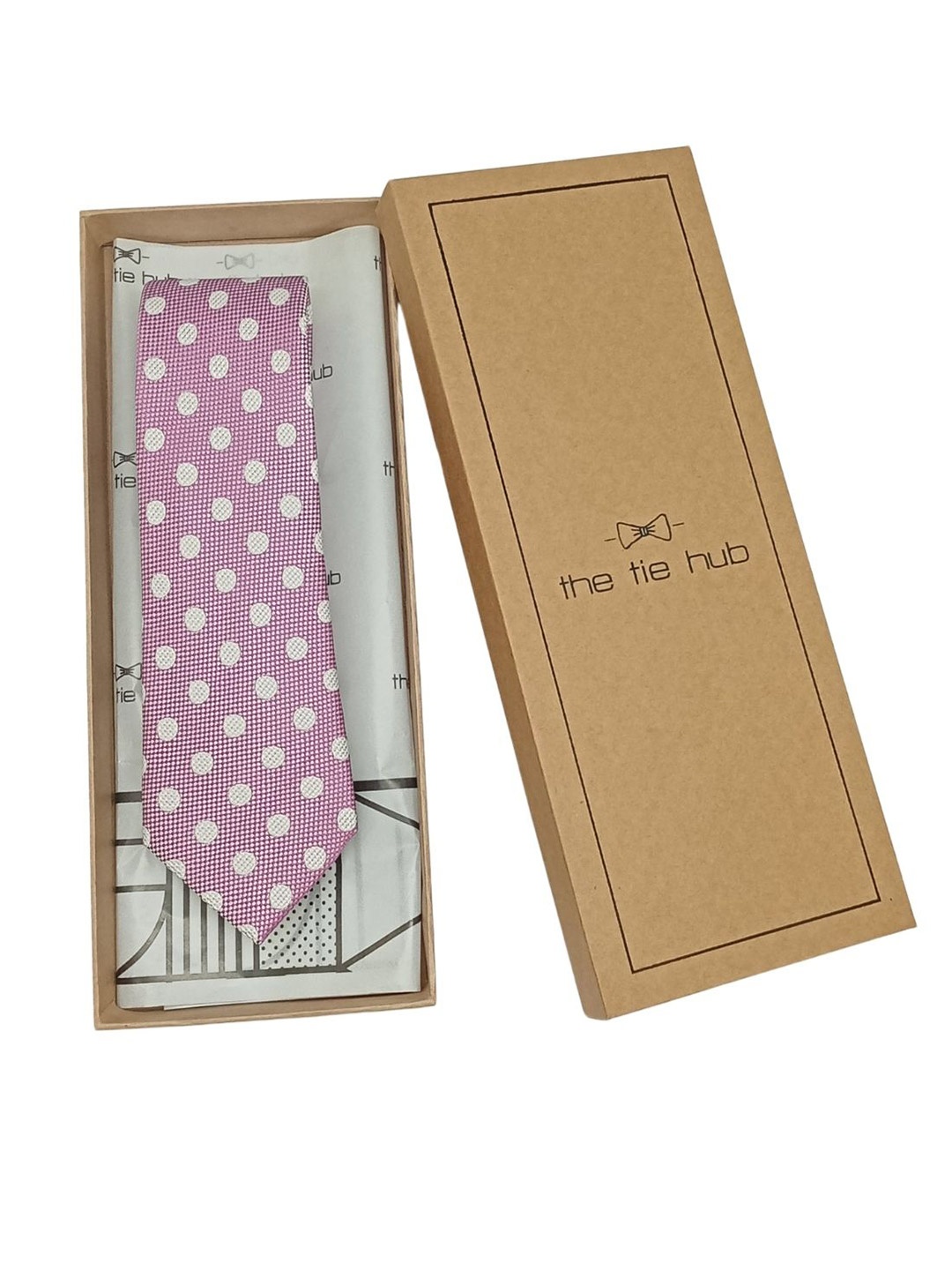 

The Tie Hub Men Woven Design Silk Broad Tie, Pink