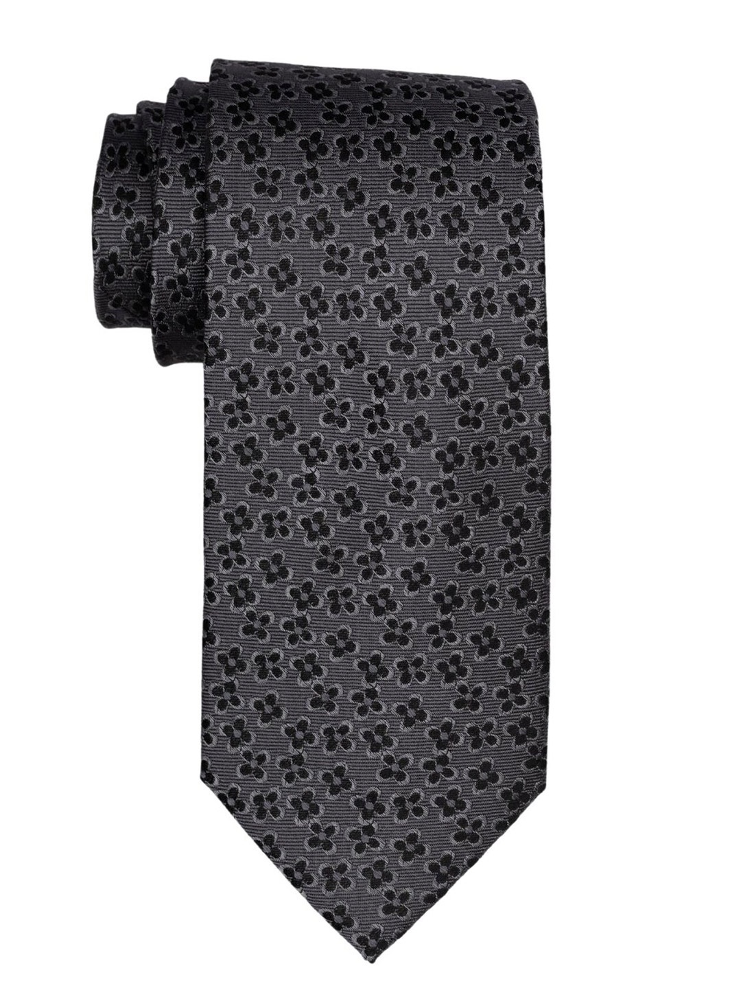 

The Tie Hub Men Printed Silk Broad Tie, Grey