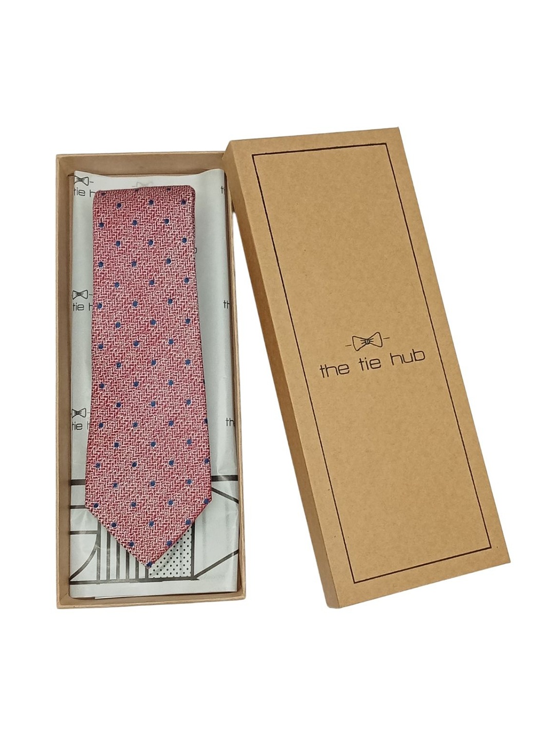 

The Tie Hub Men Printed Silk Woollen Broad Tie, Red