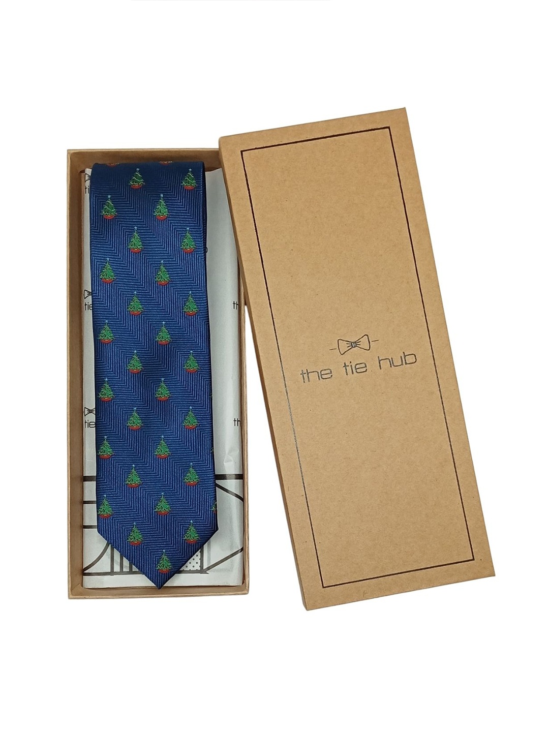 

The Tie Hub Men Printed Skinny Tie, Navy blue